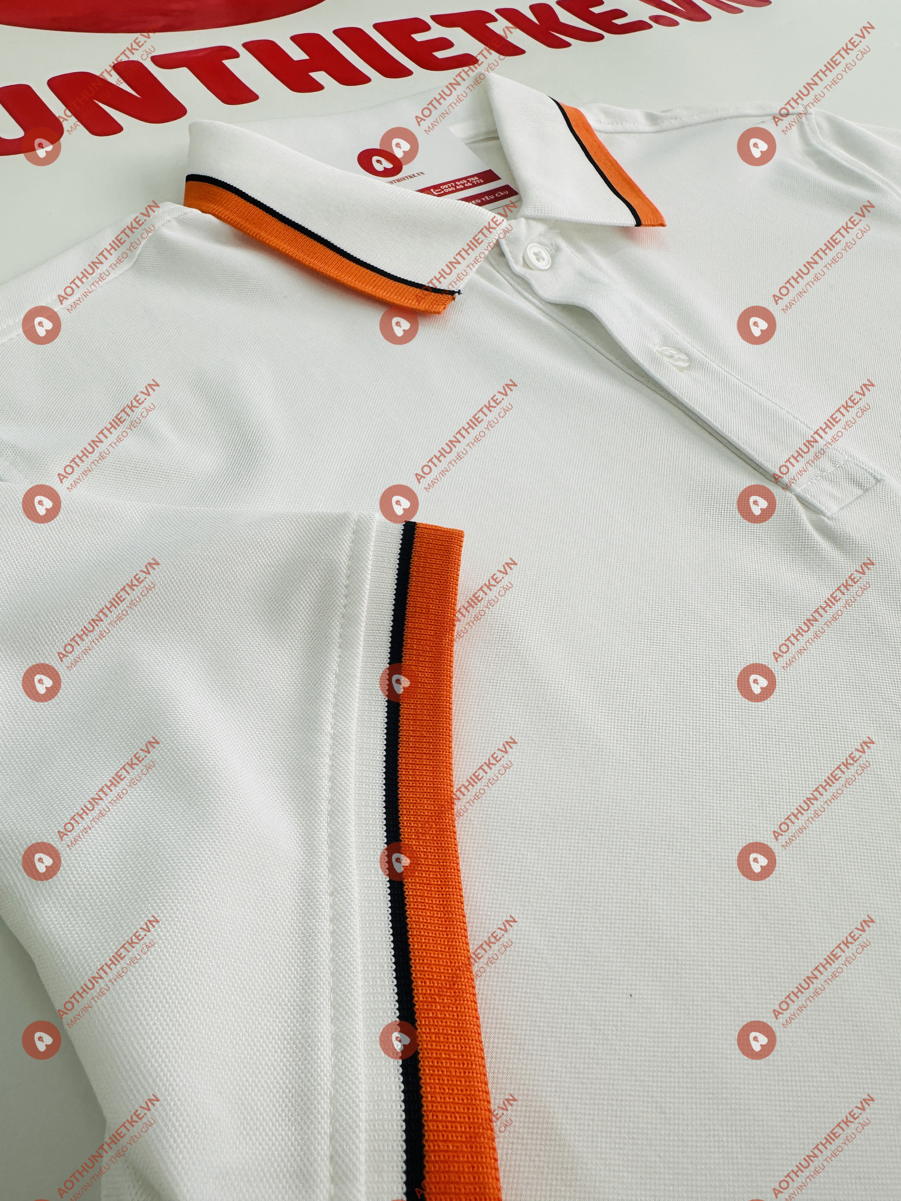 Áo Đồng Phục Polo 2 Sọc Trắng Cam_thumbnail_2