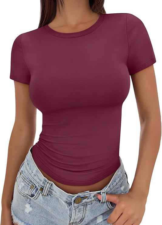 Women’s Basic Crop Top – Soft Short Sleeve Tee for Gym or Casual Wear_thumbnail_13