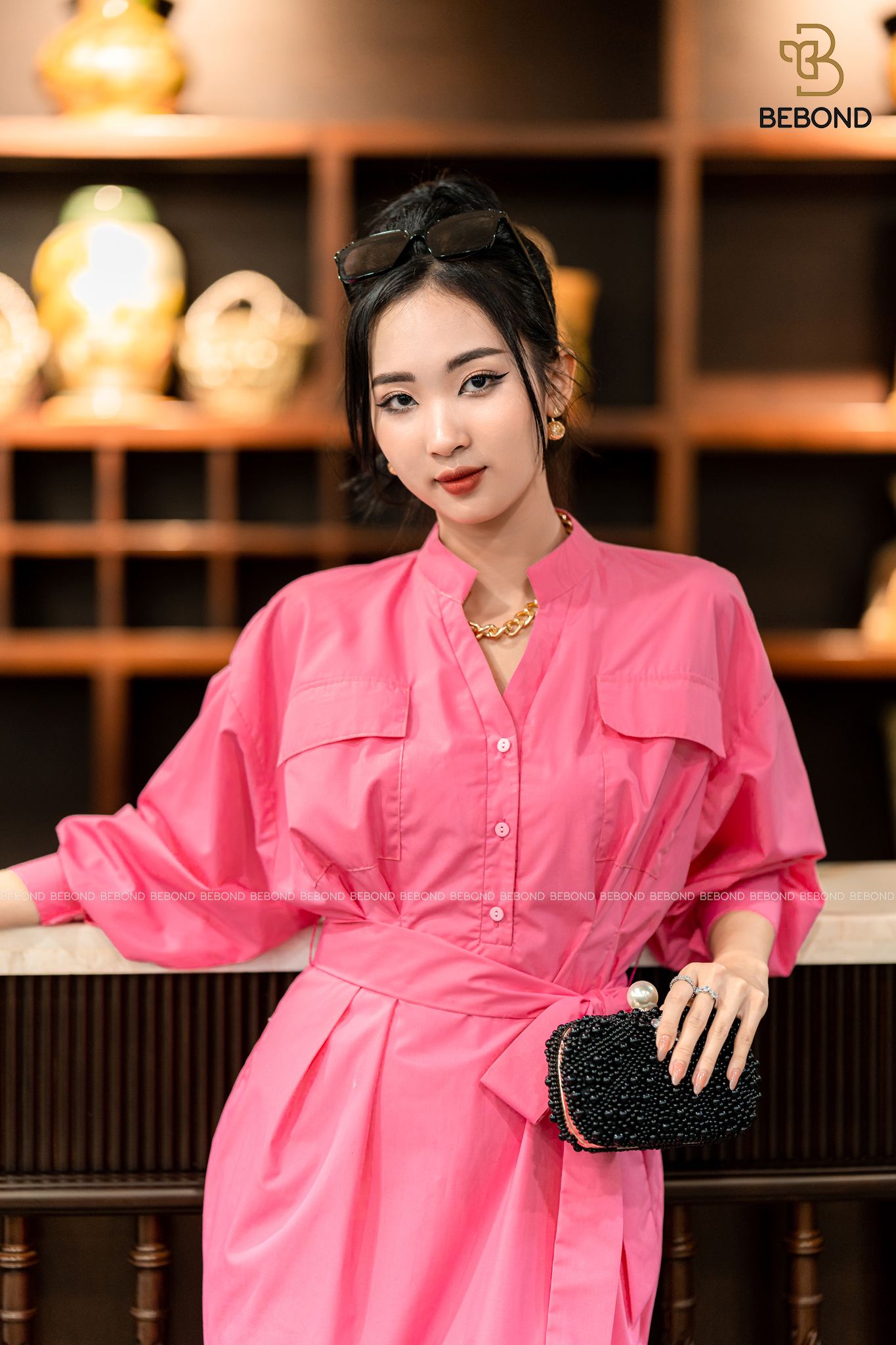 ĐẦM SƠ MI CỔ CÁCH ĐIỆU MÀU HỒNG - JESSICA DRESS