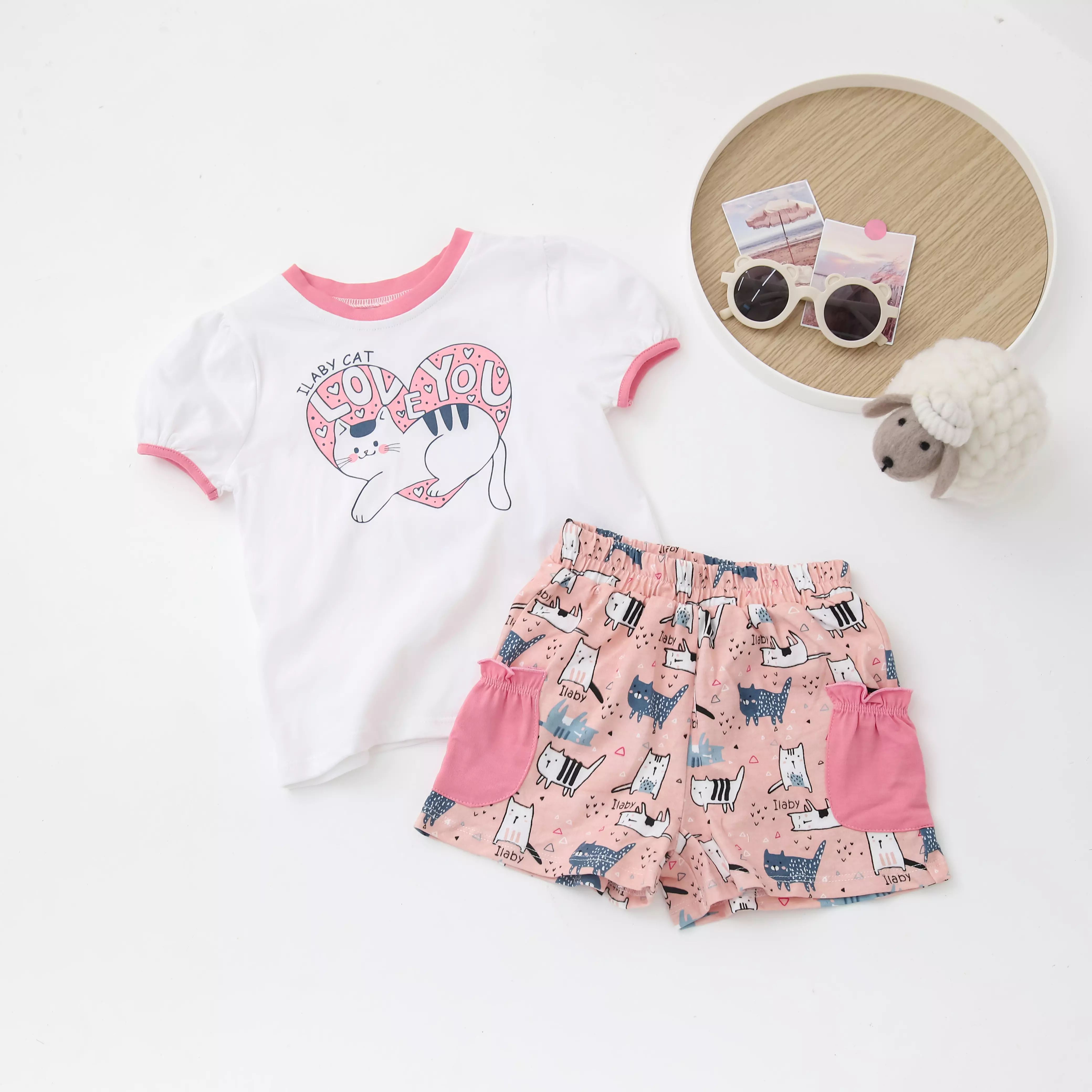 Bộ thun bé gái họa tiết mèo_thumbnail_6