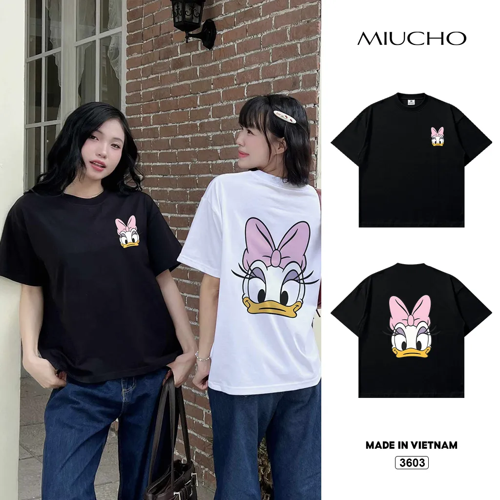 Áo thun boxy nữ hoạt hình chuột donald Miucho 3603