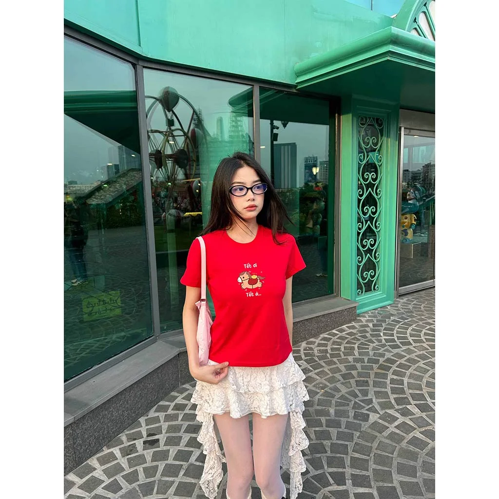 Áo baby tee nữ Miucho vải cotton thoáng mát tôn dáng tay ngắn cổ tròn Tết in mix 2949_thumbnail_2