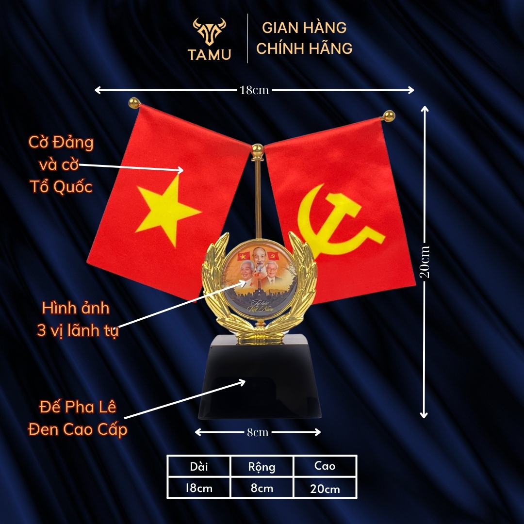 Bộ Cờ Trang Trí Bàn Làm Việc Kèm Đế Pha Lê Đen Cao Cấp_thumbnail_3