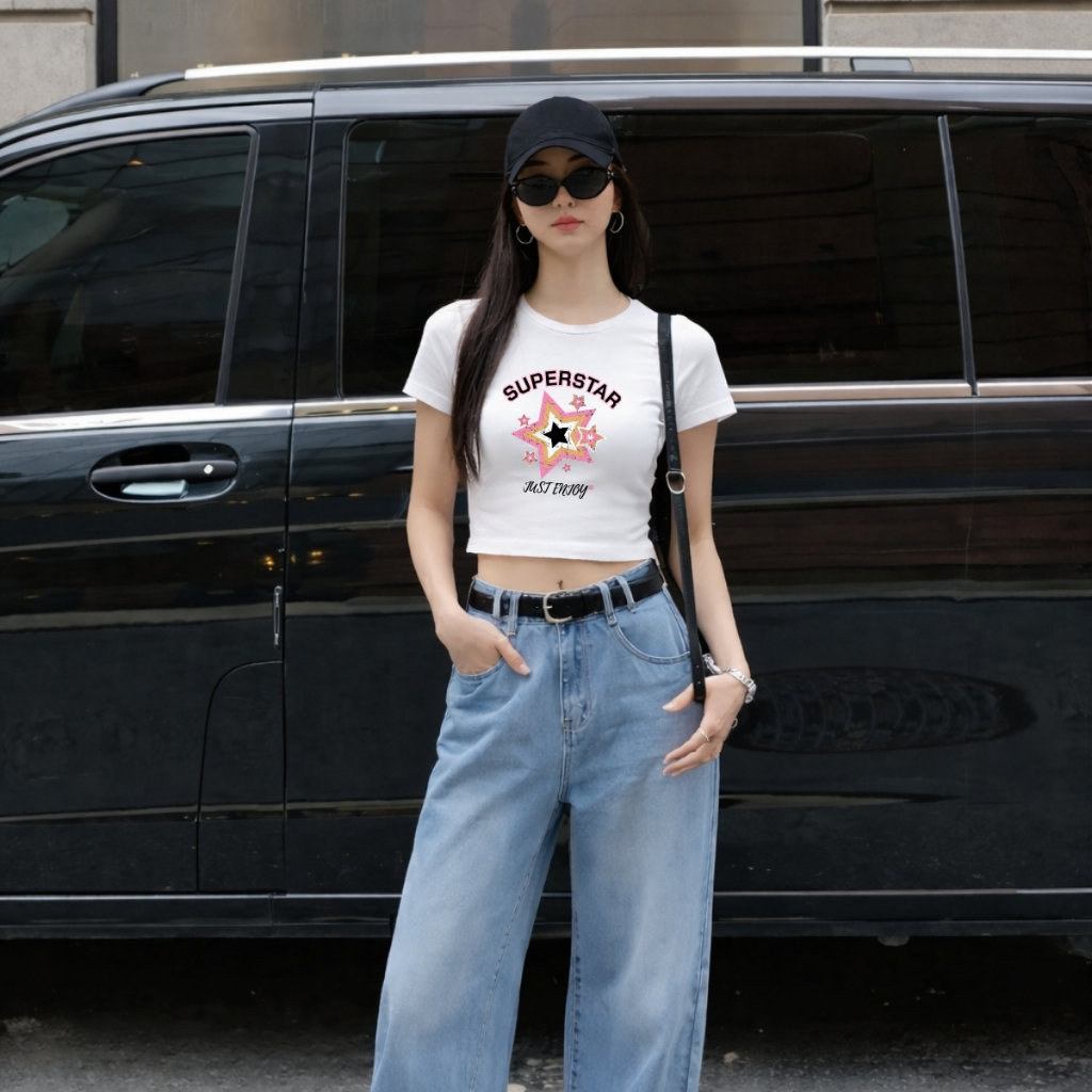 Áo croptop nữ hình ngôi sao SUPERSTAR dáng ôm chất thun cotton local brand WETEE - WC1157_thumbnail_3