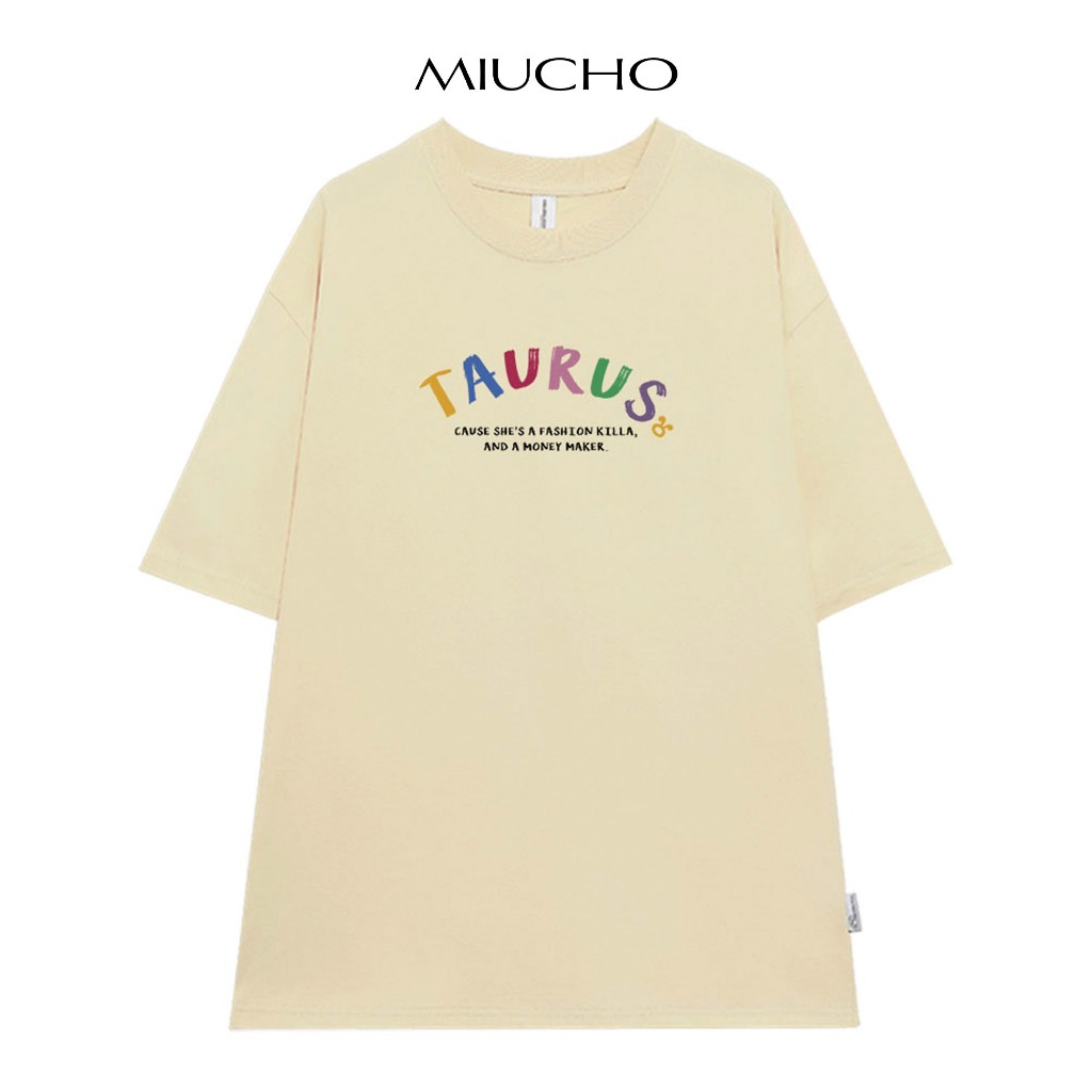 Áo thun nữ form rộng ATD373 cung hoàng đạo Kim Ngưu TAURUS Miucho cotton cổ tròn in typography_thumbnail_5