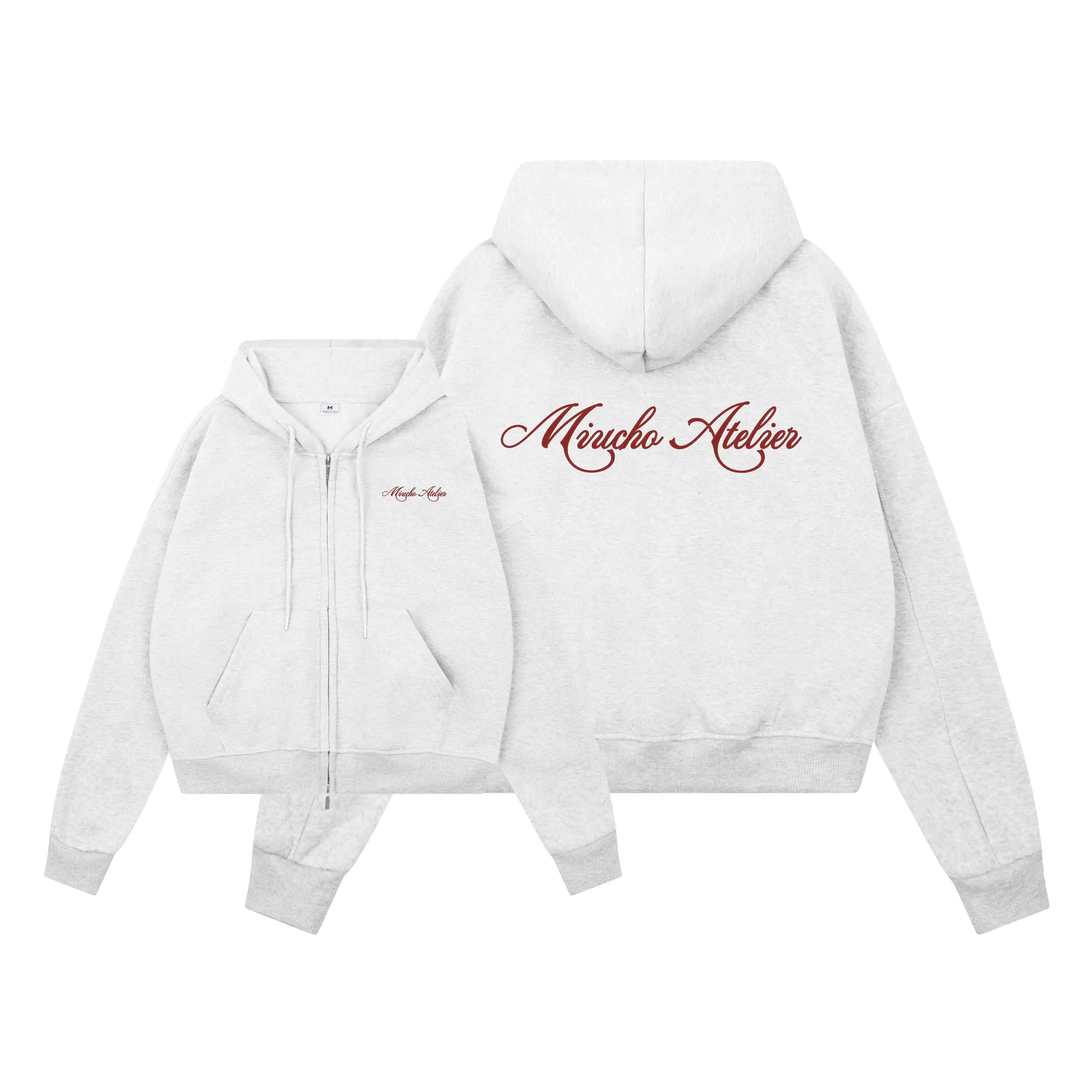 Áo hoodie zip form boxy Miucho Atelier nỉ 2 da thoáng mát dày dặn phong cách basic in typography 2712_thumbnail_9