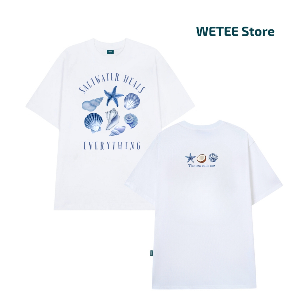 Áo thun unisex UX30-1136 SALTWATER HEALS 7 vỏ sò xanh dáng oversized local brand WETEE_thumbnail_1