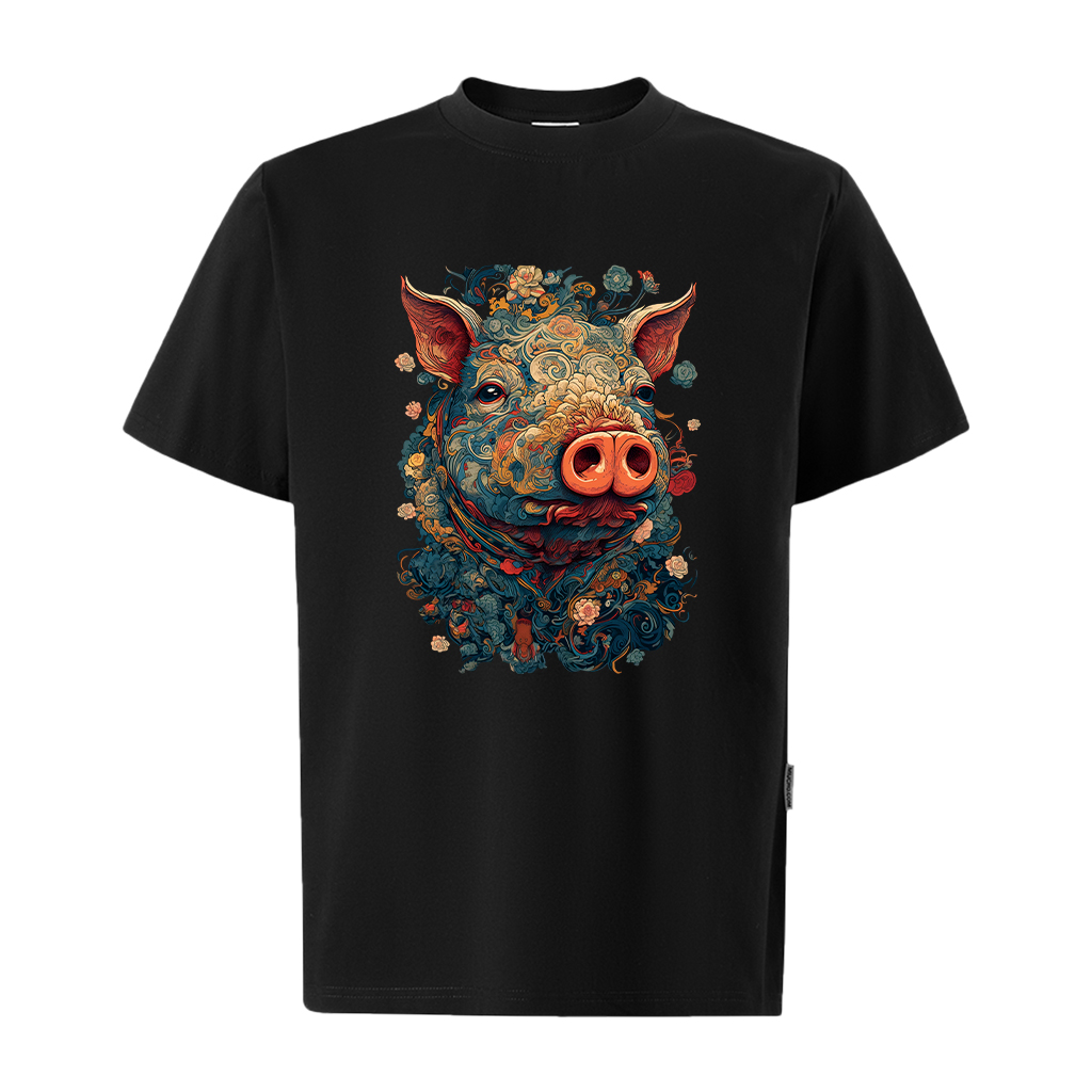 Áo thun nam form rộng 12 con giáp tuổi Hợi ( tuổi heo)ATD488 Miucho Iconic cotton cổ tròn in graphic_thumbnail_9