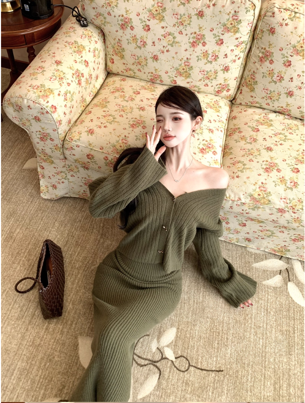 Set Len Gân Dài – Cardigan Trễ Vai Thanh Lịch_thumbnail_2