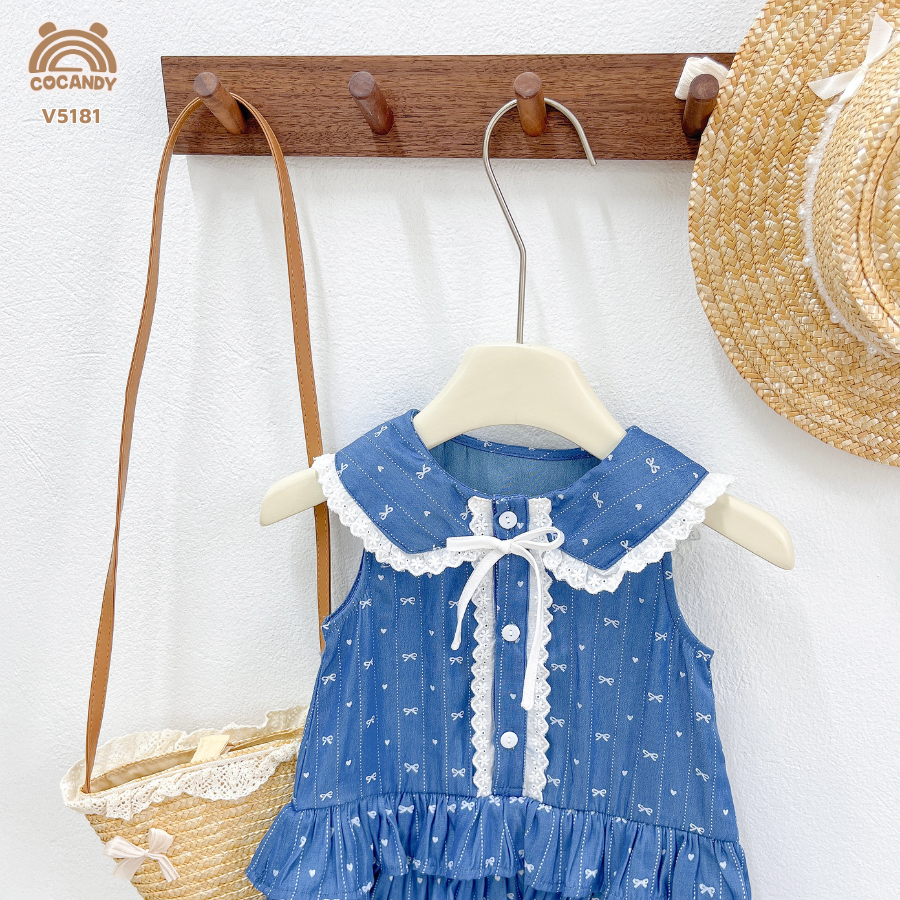 Váy cộc XANH nơ nhỏ bẻ viền ren phối nơ_thumbnail_2