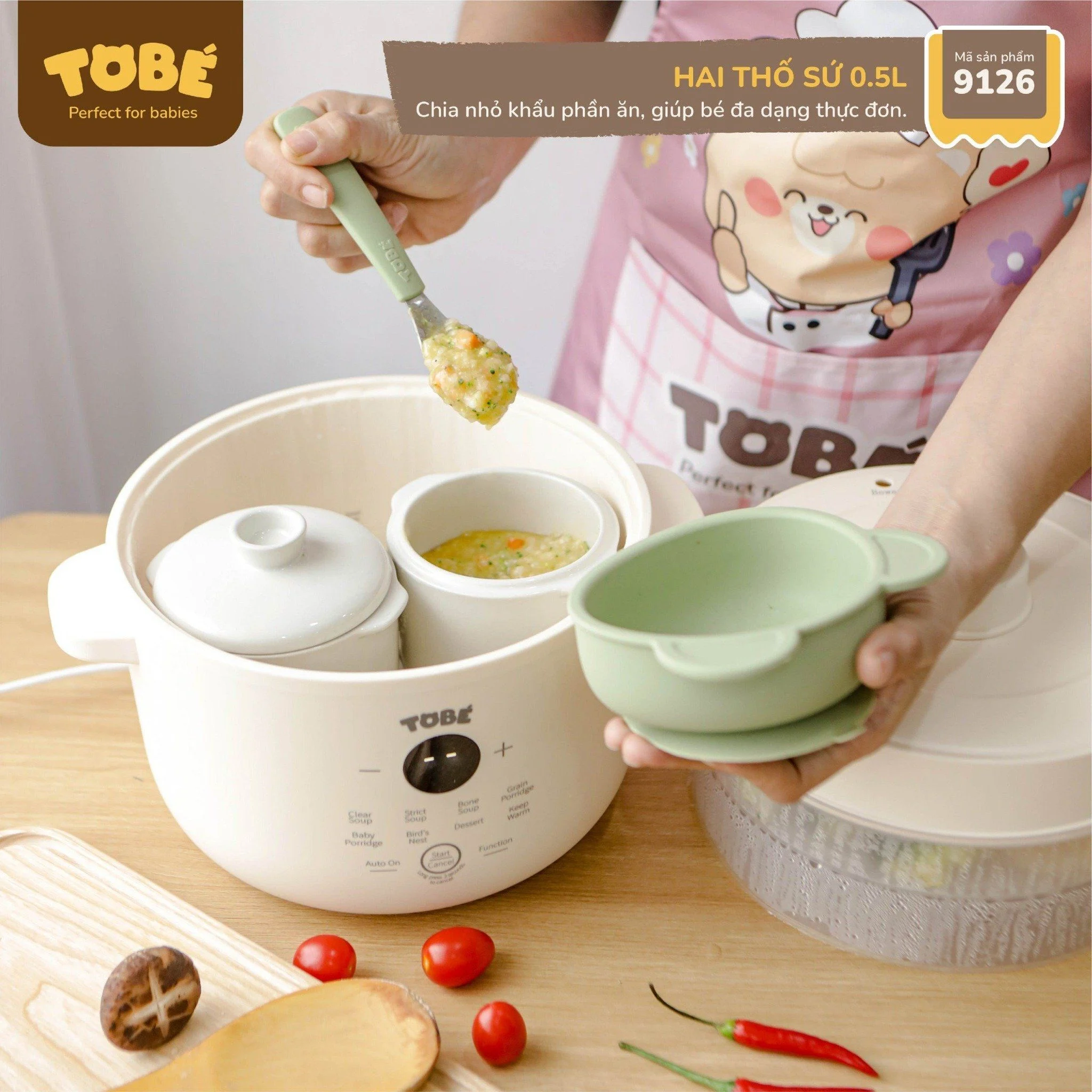 Nồi nấu cháo chậm Komi Plus ( White) TOBE