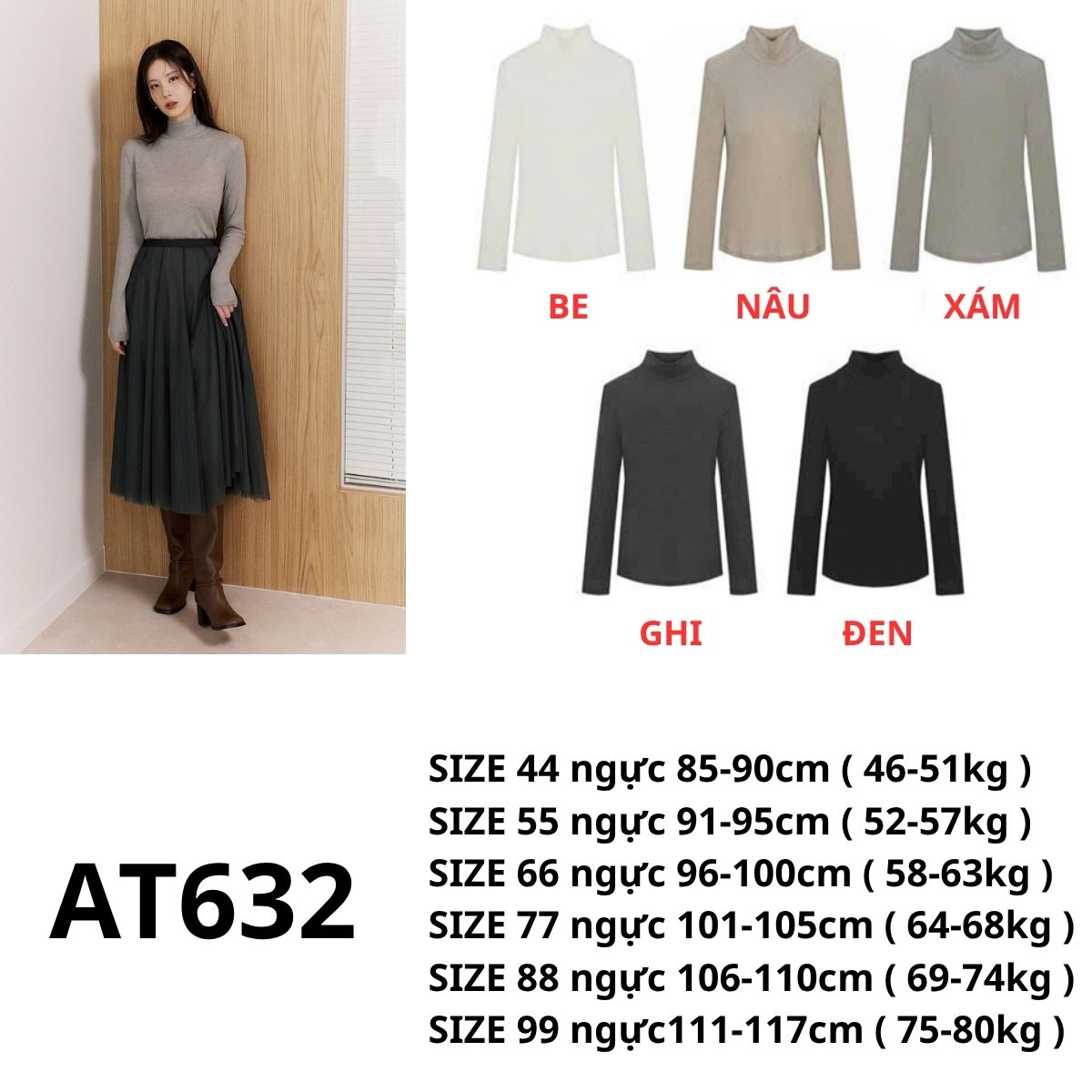 AT632- Áo thun cổ trụ