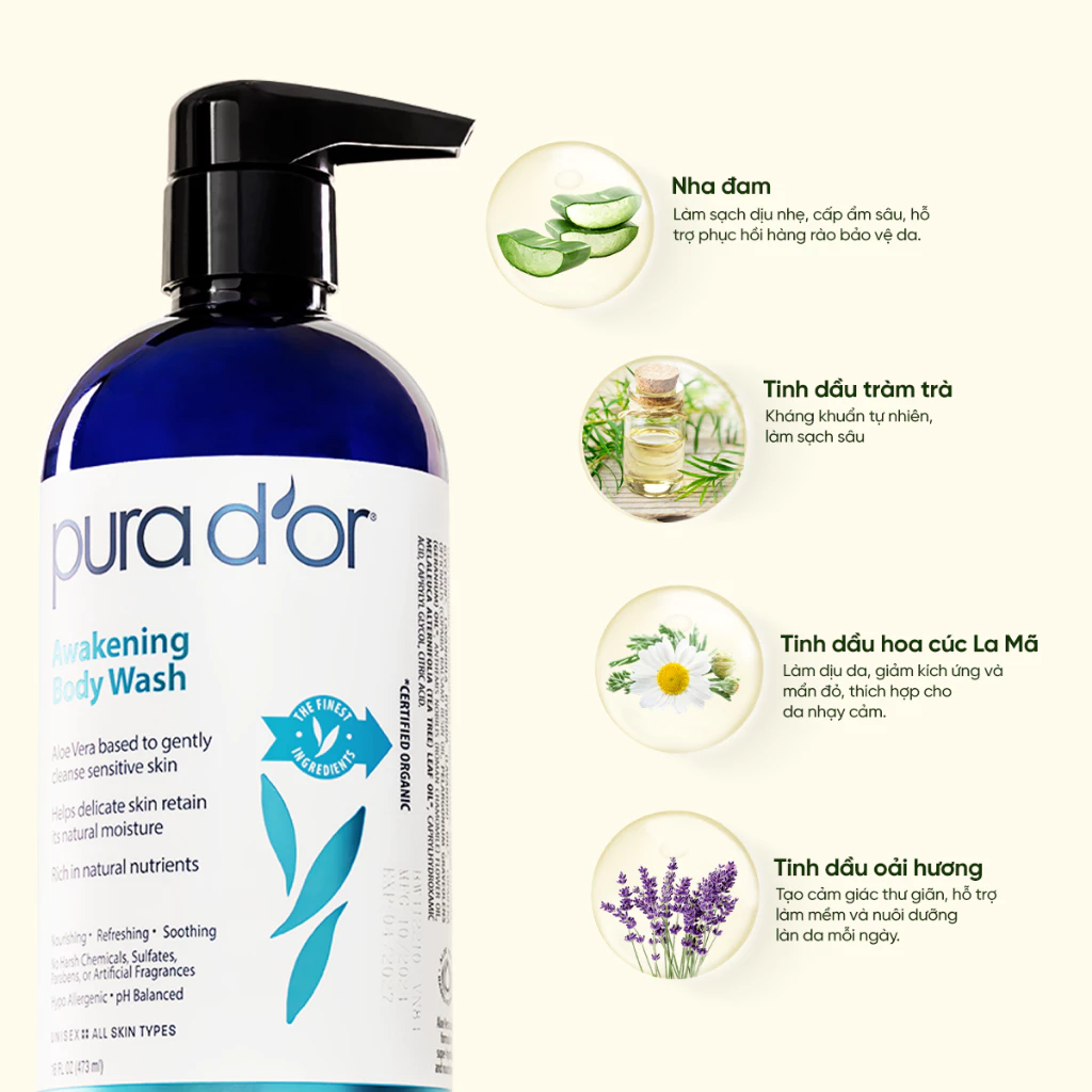 Sữa Tắm Pura D'or Awakening Body Wash Giúp Làm Sạch & Dưỡng Ẩm 473ml_thumbnail_3