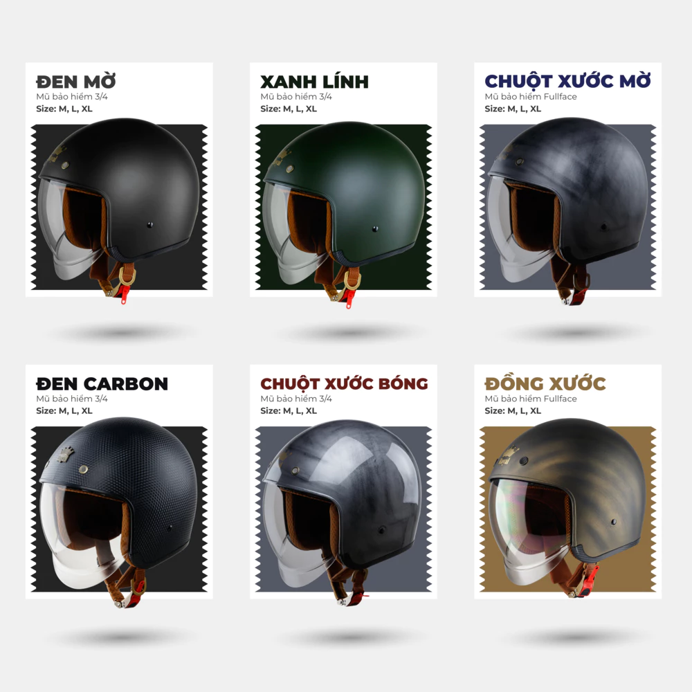 Nón Bảo Hiểm 3/4 Royal M139 Kính Âm