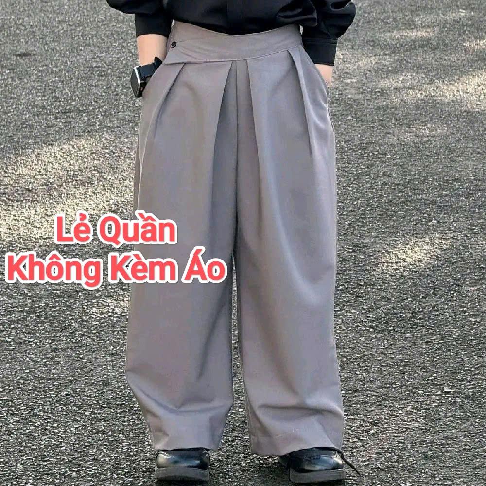 Quần Suông Xám Đai Lệch Túi, Áo Sơ Mi Lụa Đen Dày Dặn Cho Bé Trai, Bé Gái._thumbnail_10