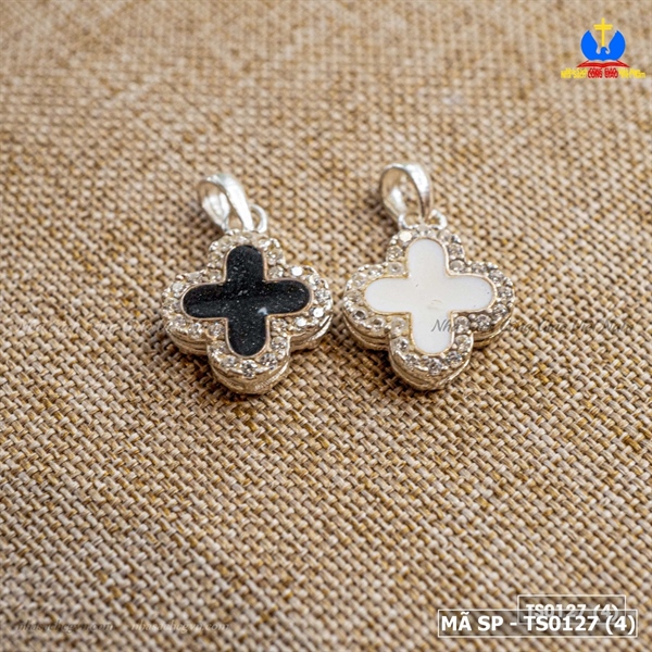 Bông tai bạc cỏ bốn lá nạm đá_thumbnail_2