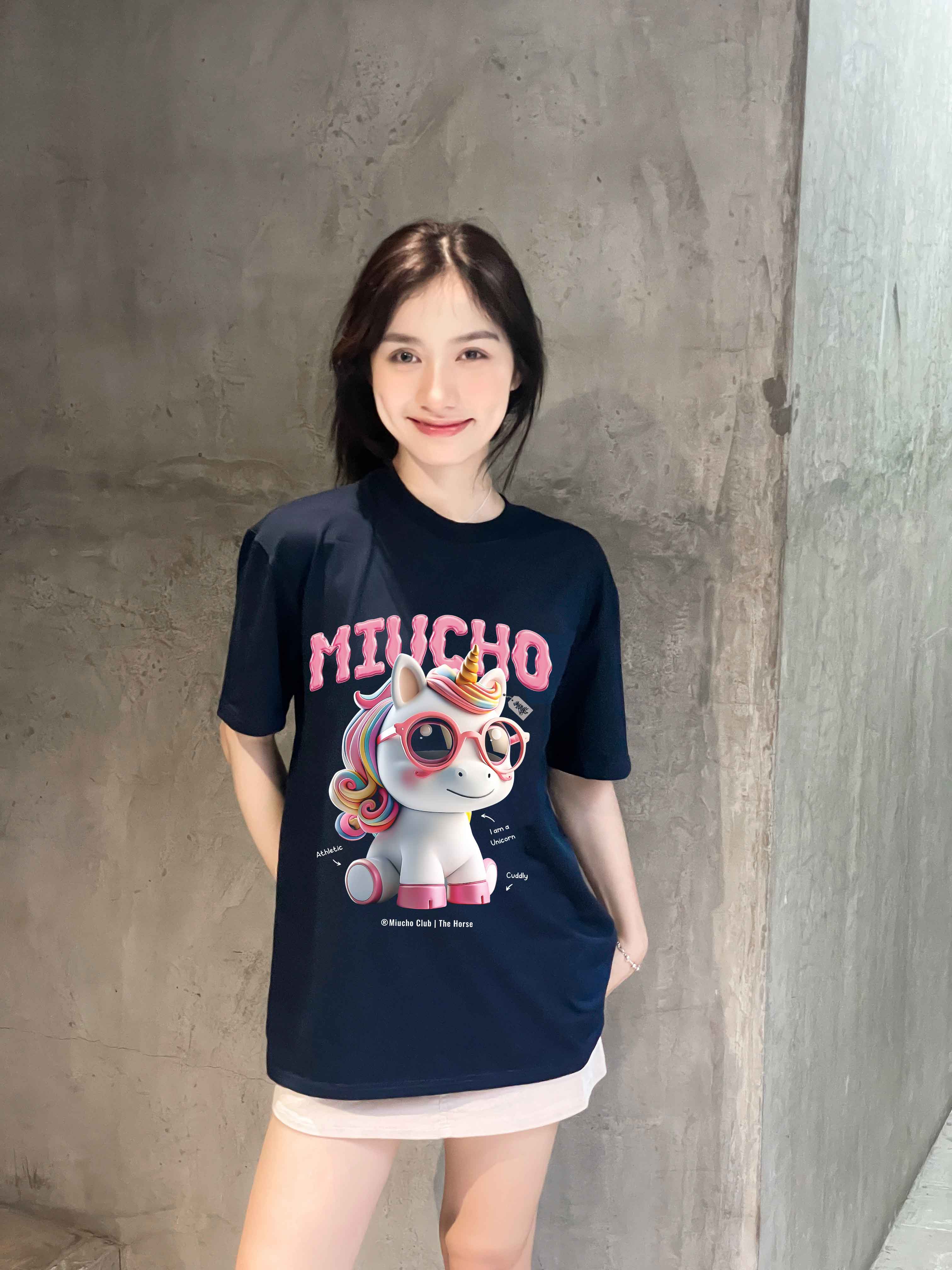 Áo thun form rộng 12 con giáp tuổi Ngọ ATD1245 Miucho tay ngắn cổ tròn in mix_thumbnail_2