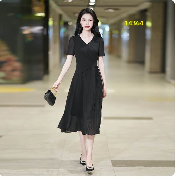 14364-Đầm voan xòe phối dập ly eo cách điệu _thumbnail_4