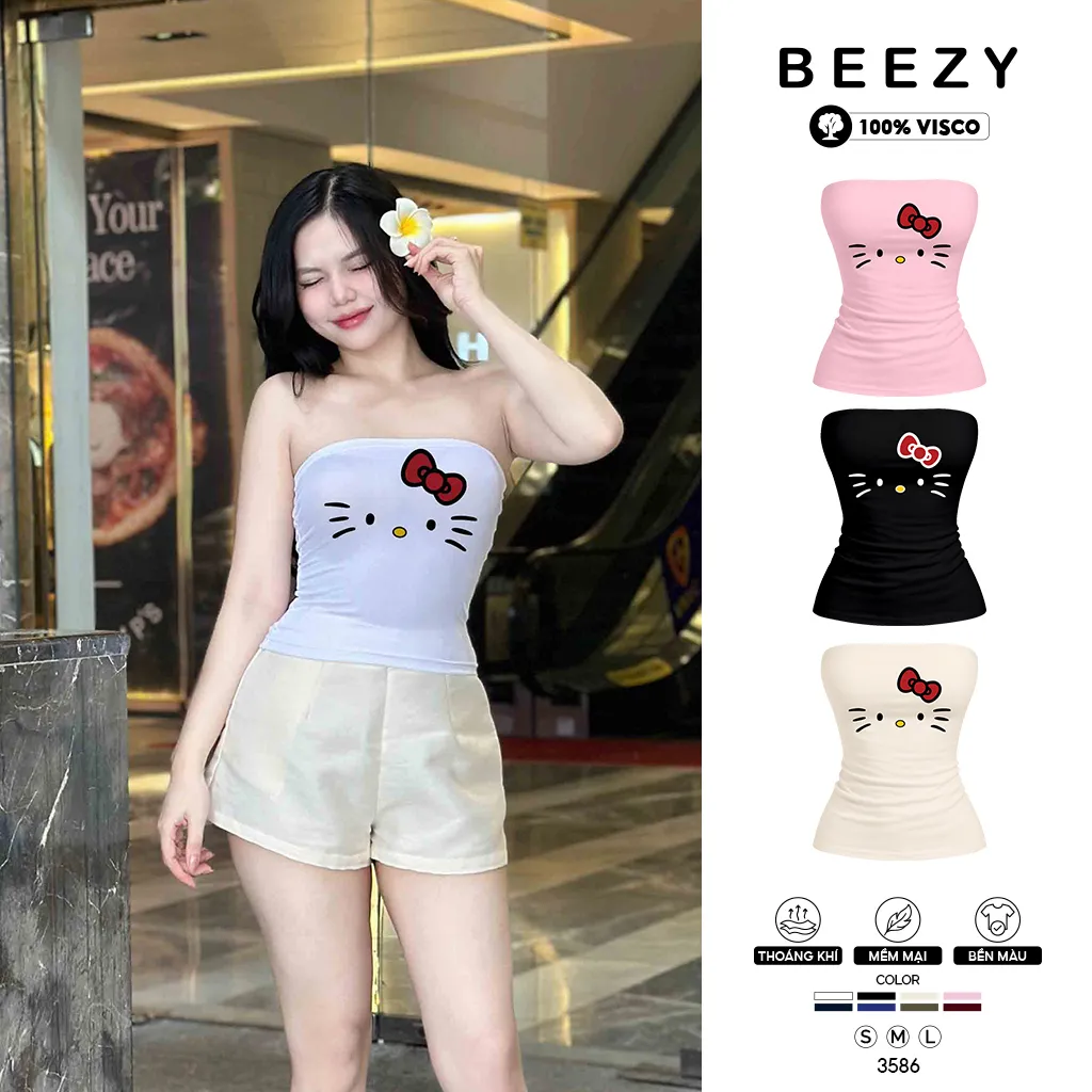 Áo quây tôn dáng sexy dễ thương kitty in mix Beezy 3586