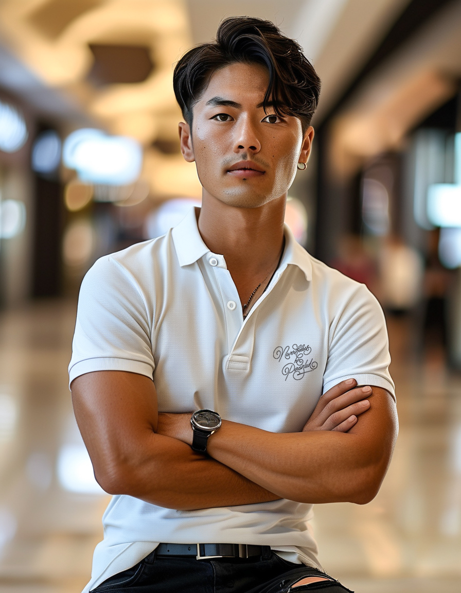 Áo polo nam form vừa regular vải cá sấu đứng form thoáng mát 1842 Miucho Iconic in typography_thumbnail_2