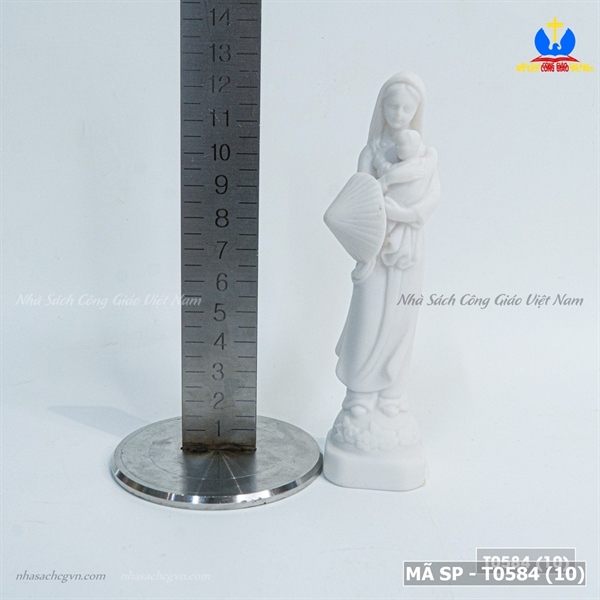 Tượng sứ Mẹ nón lá 13cm trắng ✔_thumbnail_4