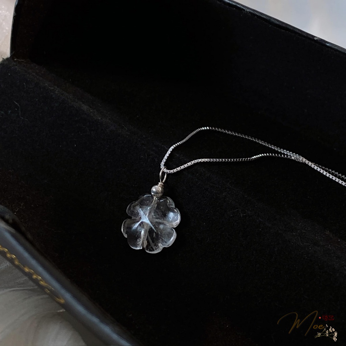 D246 - Dây chuyền cỏ 4 lá Thạch anh trắng_thumbnail_1