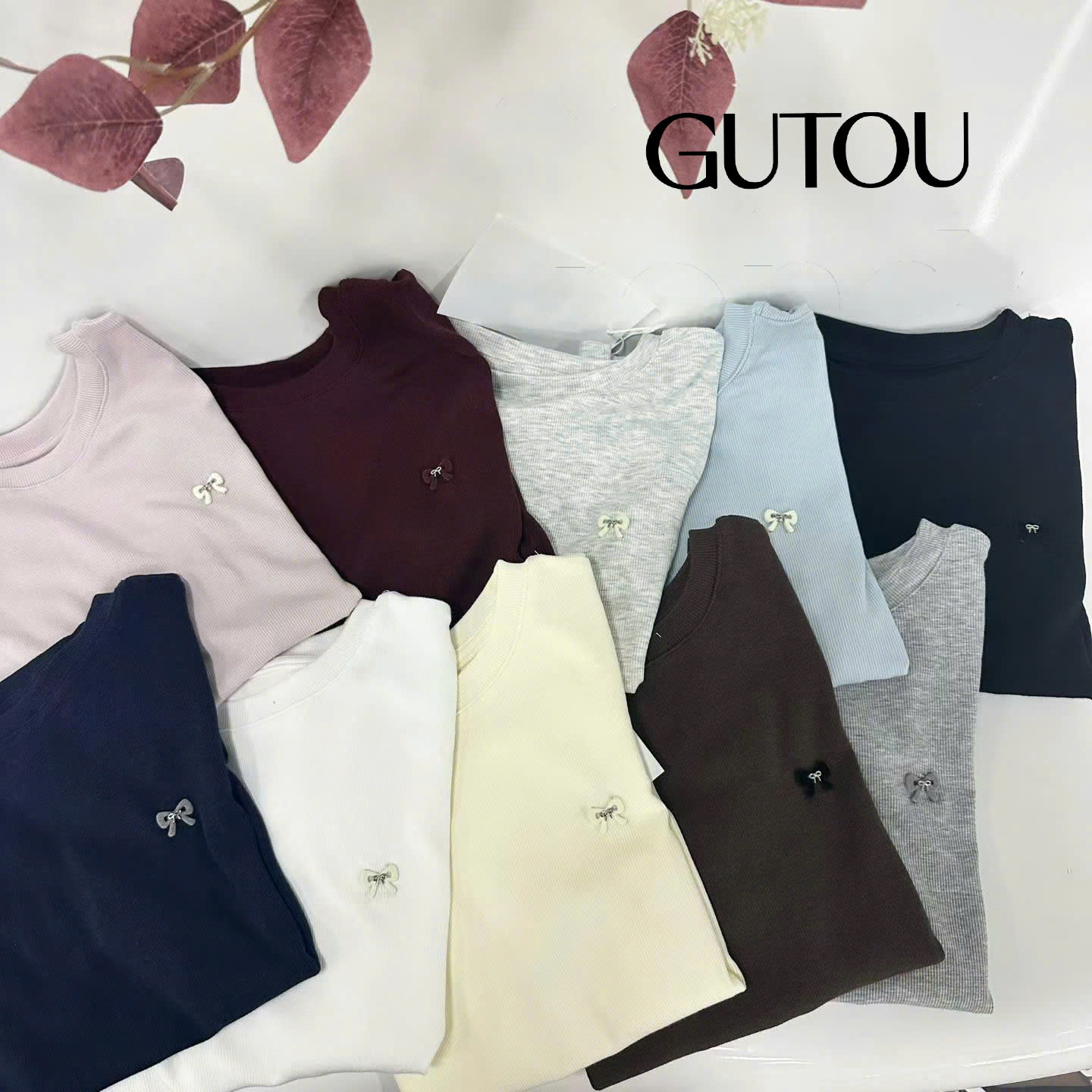 [ GUTOU ] Áo Thun Ôm Basic Thêu Nơ_thumbnail_6