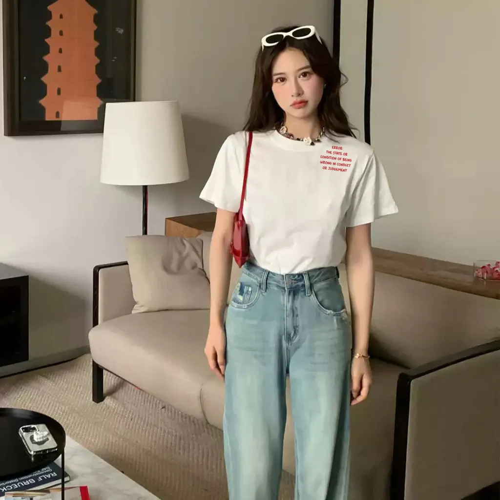 Áo thun nữ form regular in chữ đơn giản 2528 Miucho Chic vải cotton thoáng mát dễ phối đồ_thumbnail_5