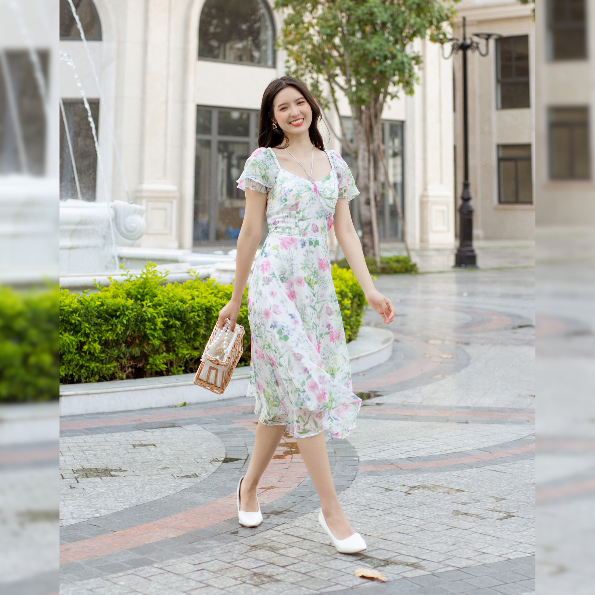 Váy hoa tay cánh tiên cổ V dây đan chéo_thumbnail_5