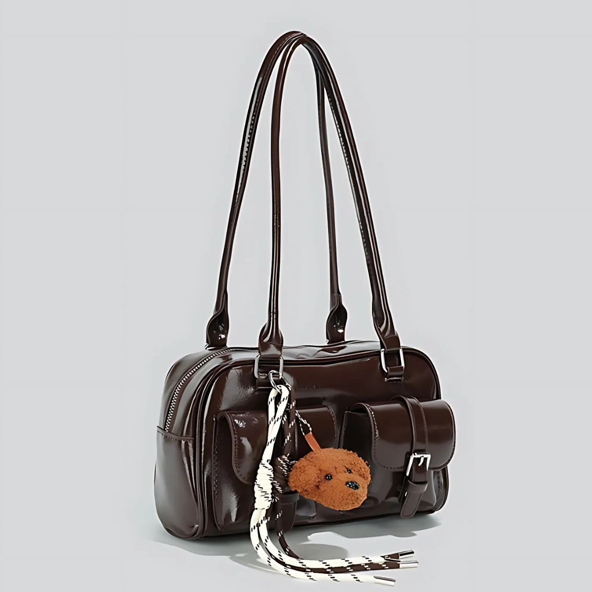 UHE Pocket Tote 2505 – da cao cấp, thiết kế 2 ngăn túi trước độc đáo, 2 màu nâu & đen thời thượng_thumbnail_7