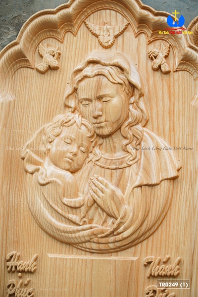 Đốc lịch gỗ Đức Mẹ bồng con treo tường - gỗ sồi nguyên khối_thumbnail_4