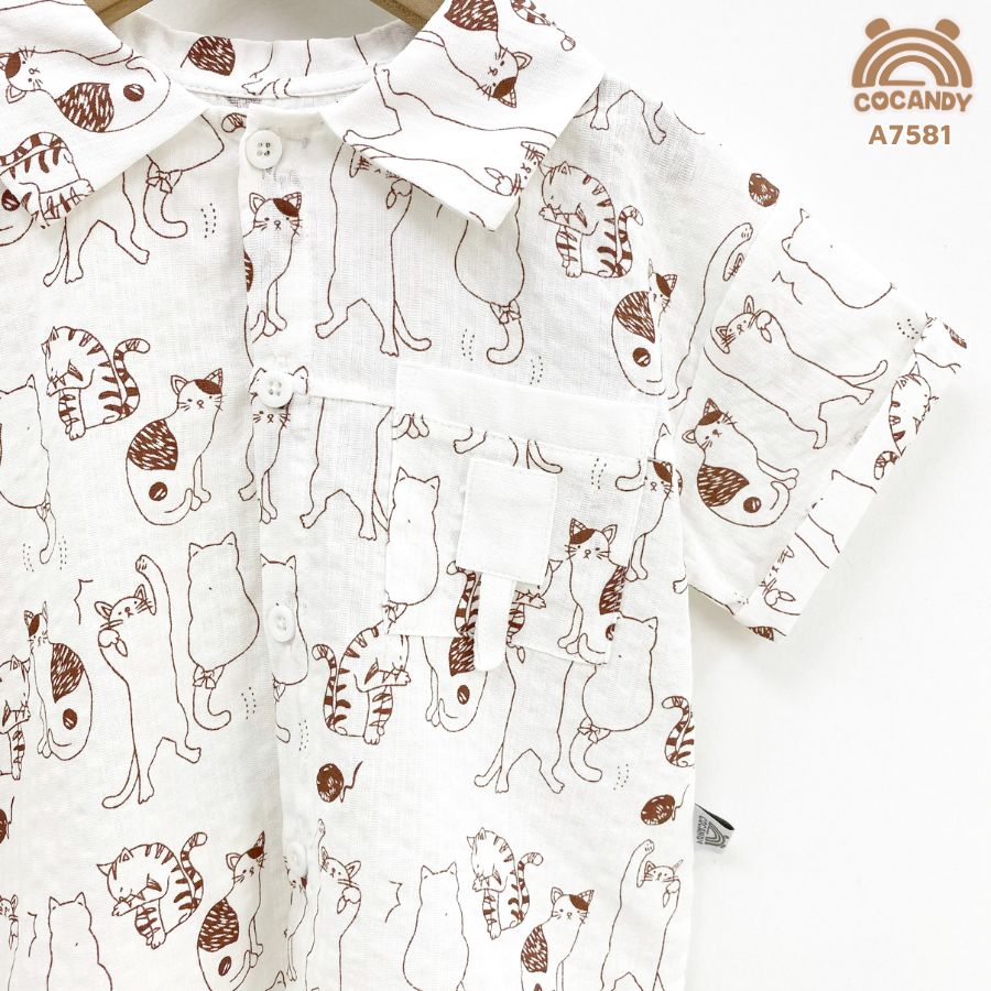Áo cộc sơ mi TRẮNG phối hình mèo_thumbnail_7