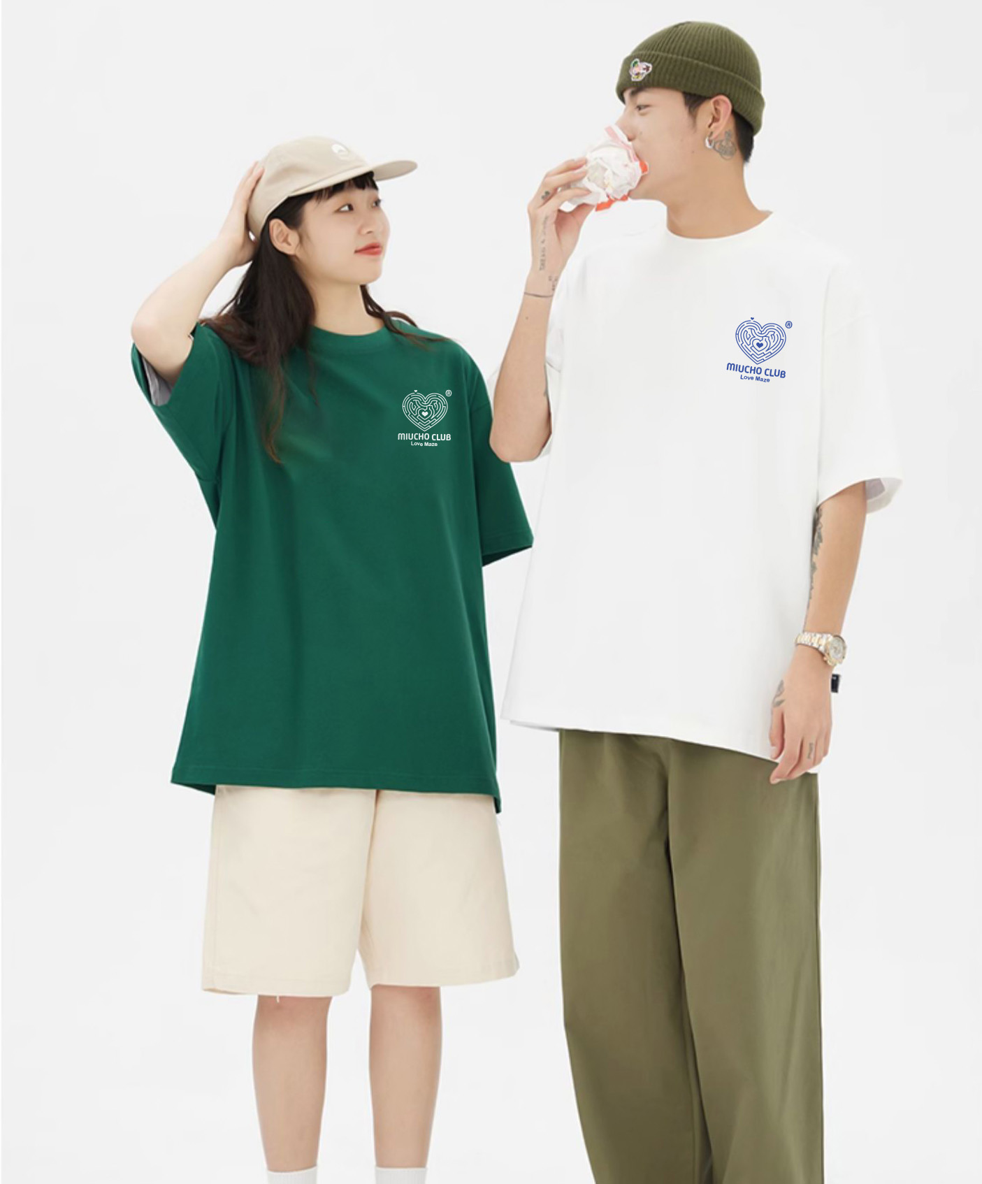 Áo thun cặp đôi couple trái tim from rộng ATD1380 Miucho vải cotton thoáng mát cổ tròn in mix_thumbnail_5