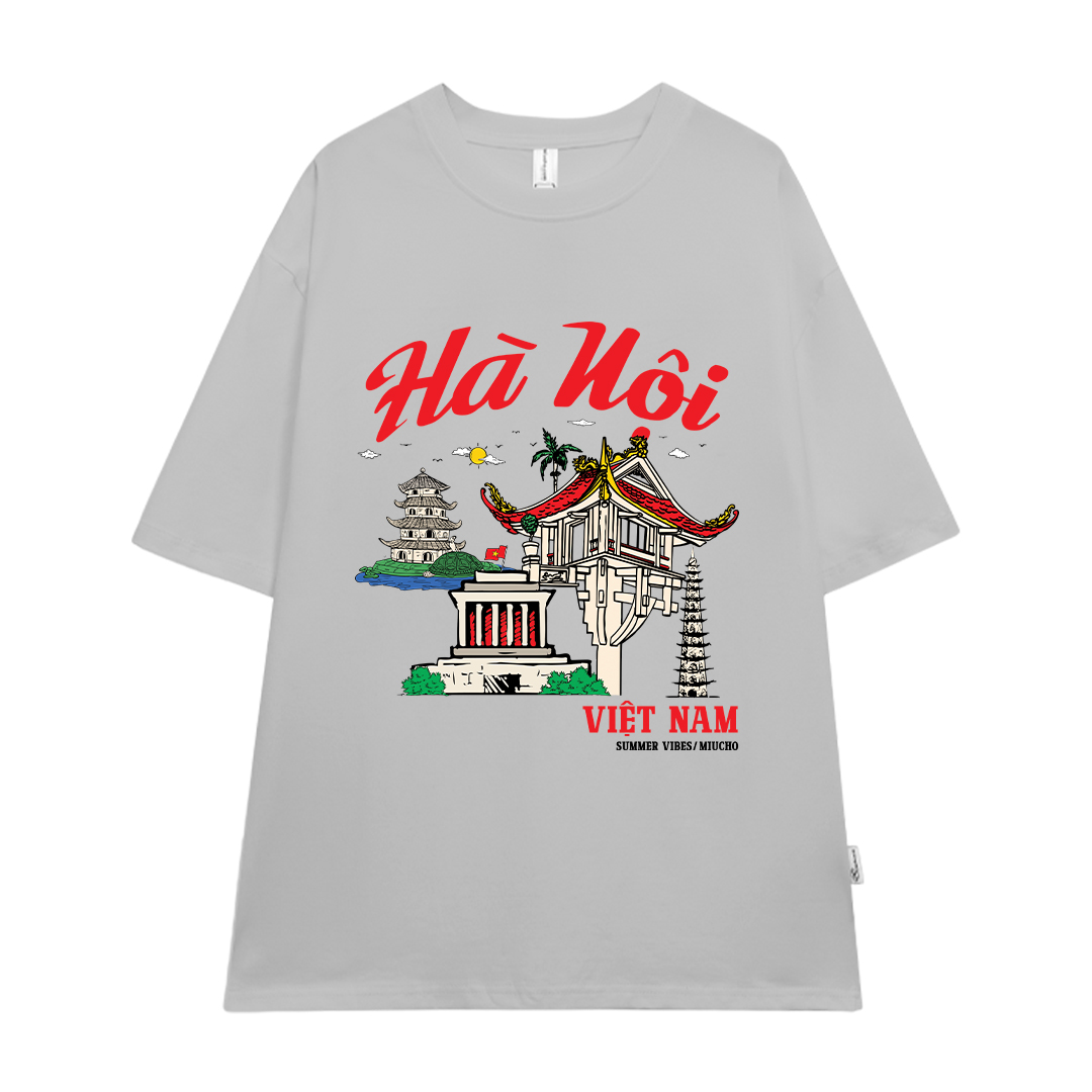 Áo thun du lịch Hà Nội ATD1264 Miucho vải cotton thoáng mát in mix_thumbnail_16