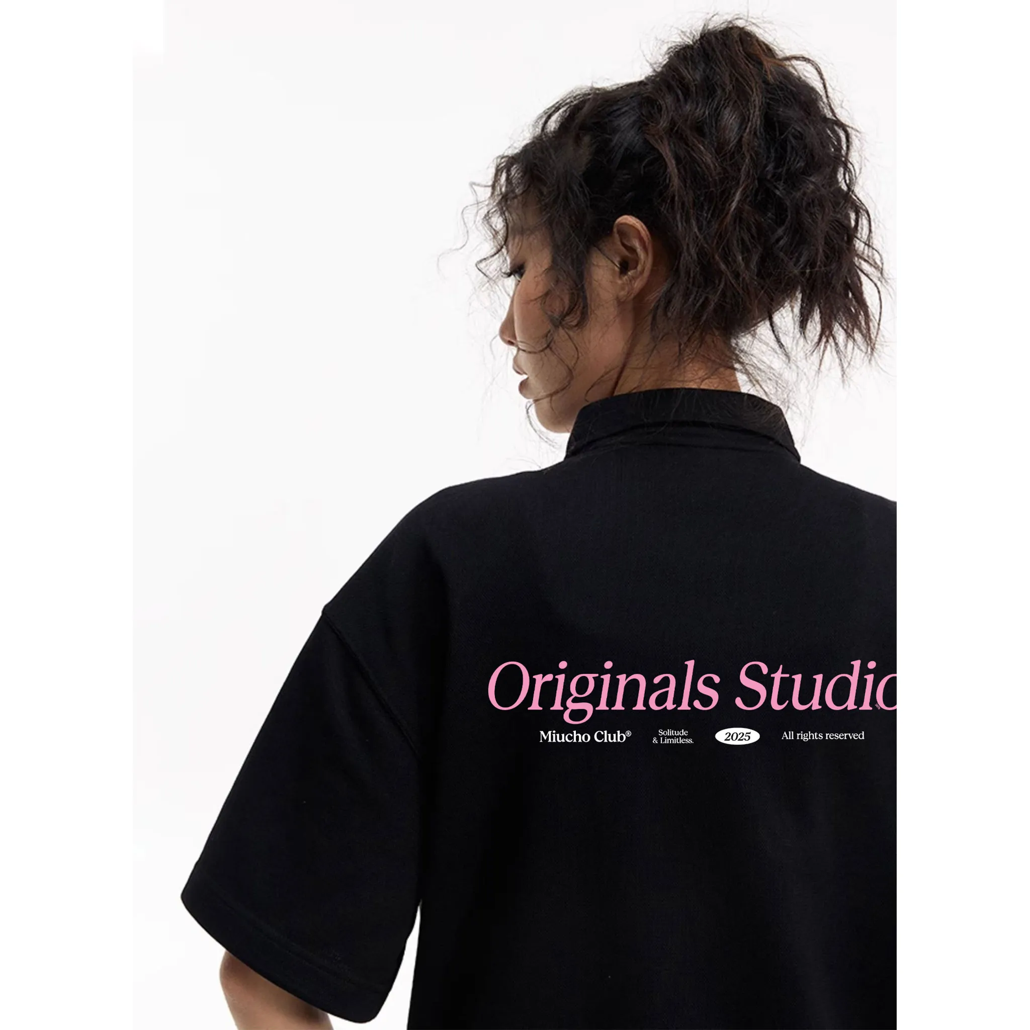 Áo polo nam nữ form rộng 2479 Miucho tay ngắn cổ trụ vải cotton thoáng mát in typography_thumbnail_5