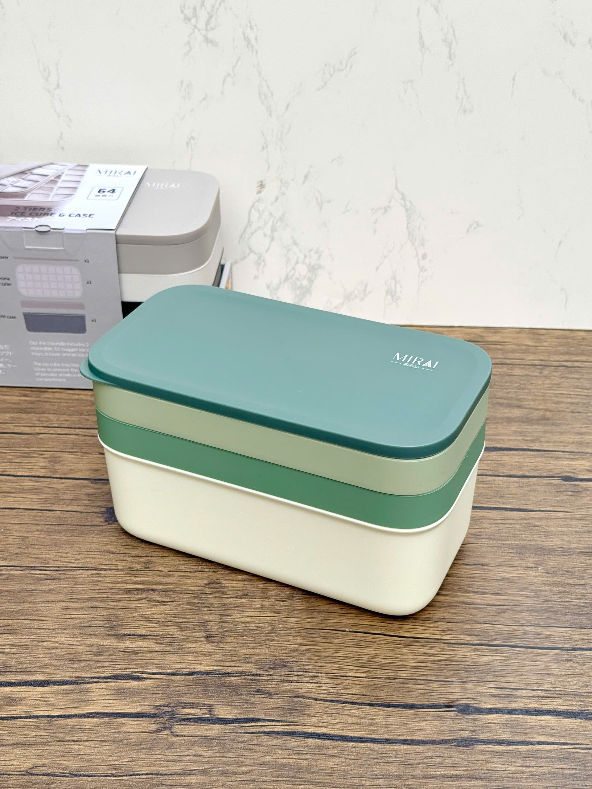 Hộp 2 Khay Đá Silicon Có Nắp Đậy & Khay Trữ Đá Mirai_thumbnail_3