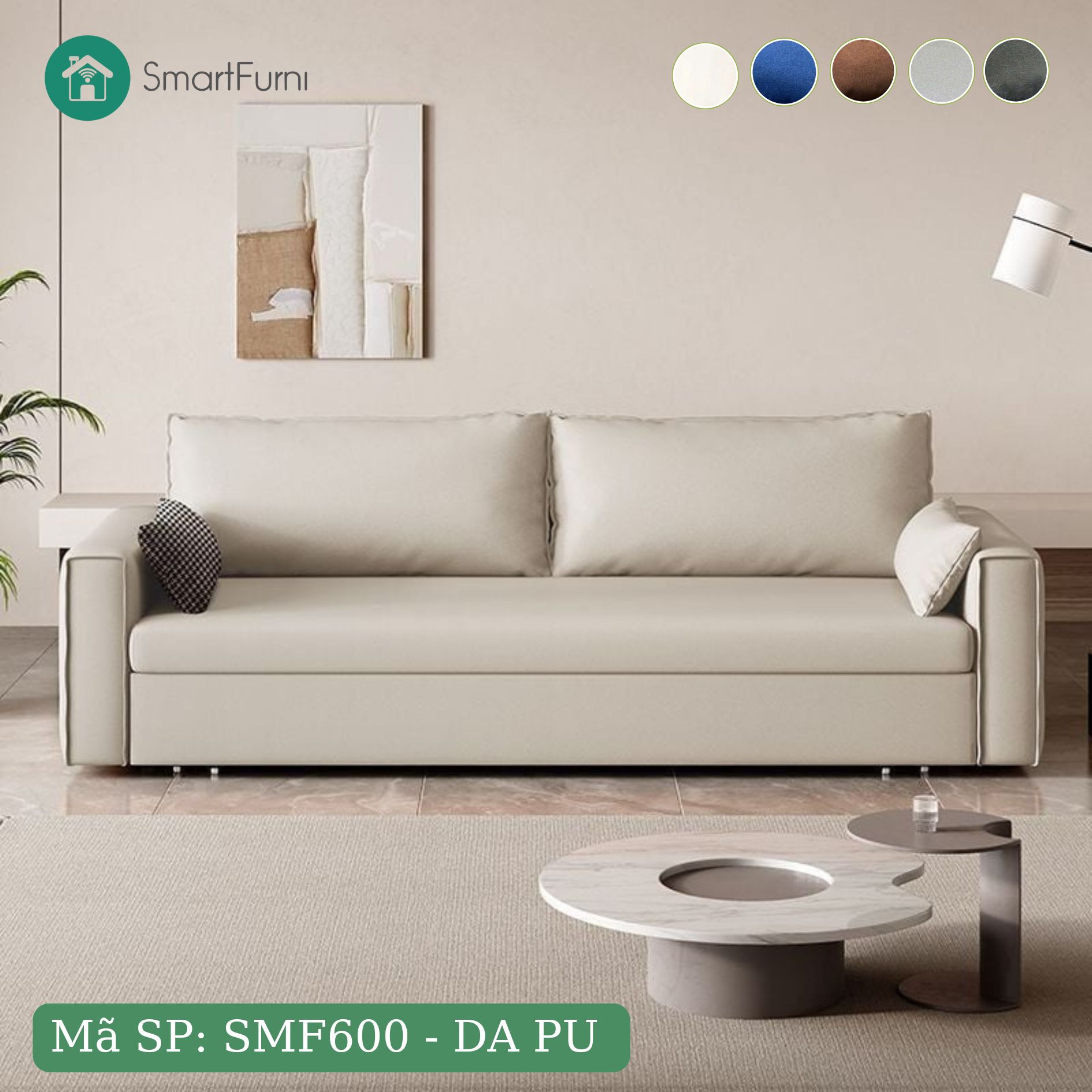 Giường Sofa đa năng SmartFurni SMF600 - Da PU cao cấp - Nhiều Size, Xám đậm_thumbnail_12