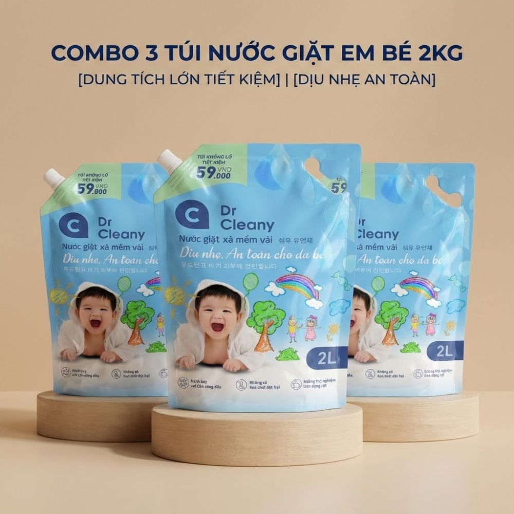 1 Thùng 4 Túi Nước Giặt Cho Bé Dr. Cleany 2kg Công Nghệ Hàn Quốc_thumbnail_12