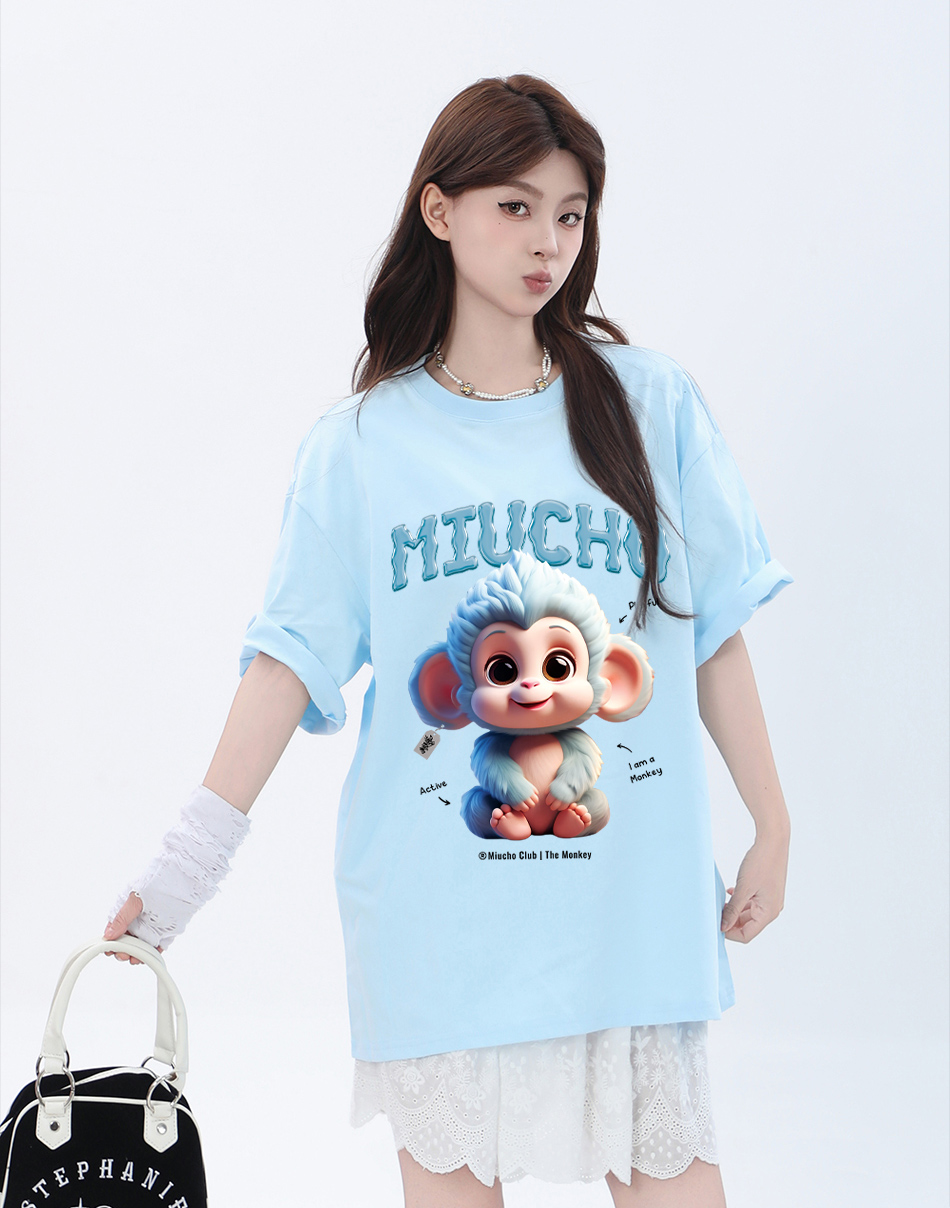 Áo thun form rộng 12 con giáp tuổi Thân (tuổi khỉ) ATD1243 Miucho tay ngắn cổ tròn in mix_thumbnail_10