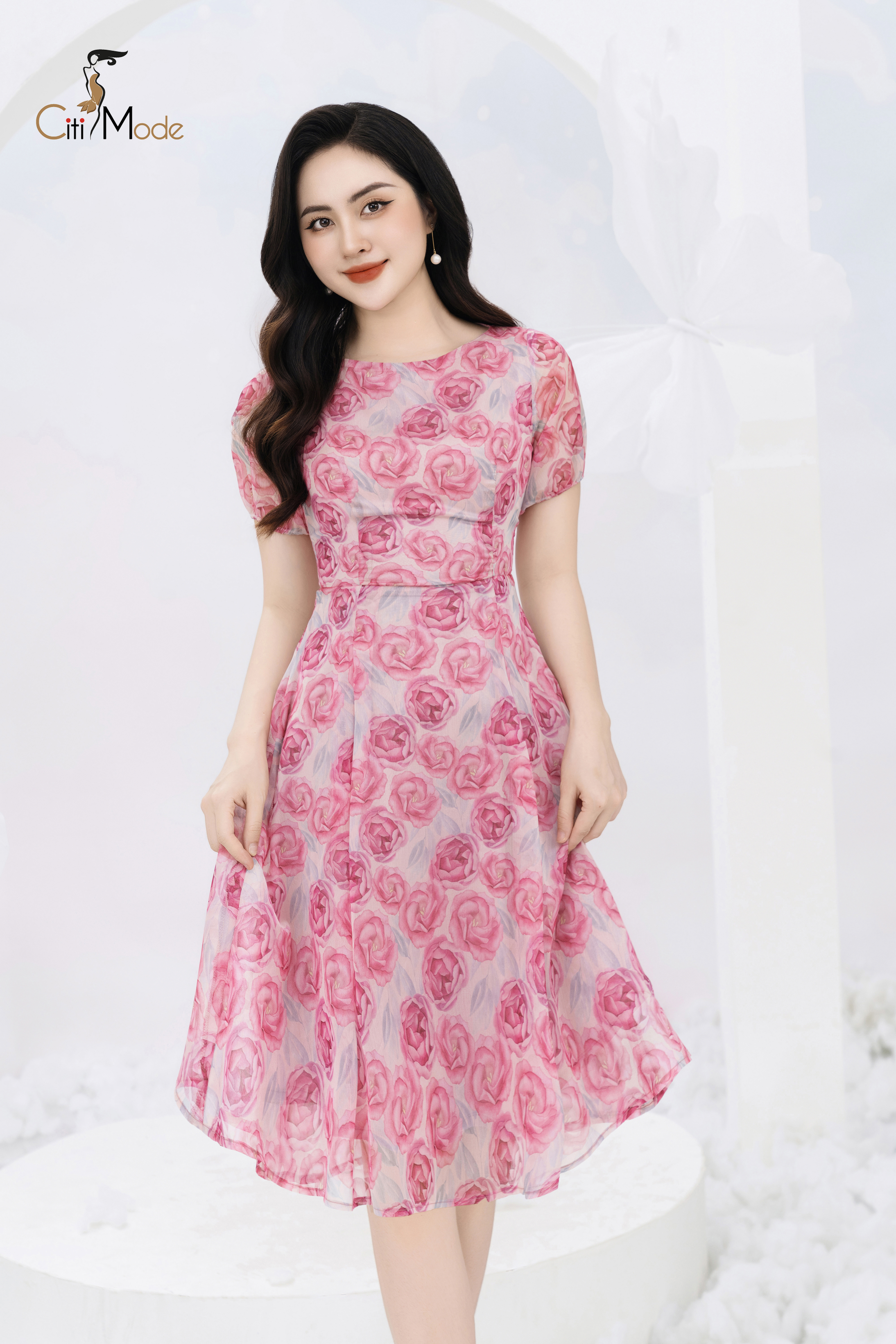 Đầm xoè hoa hồng cổ thuyền_thumbnail_0