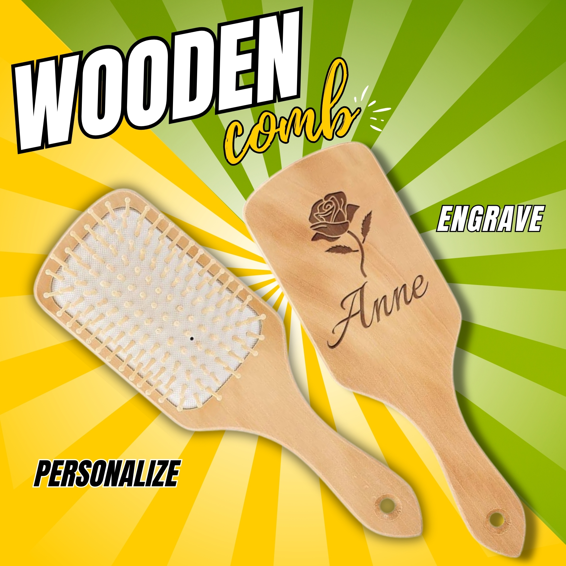 Wood Brush Comb