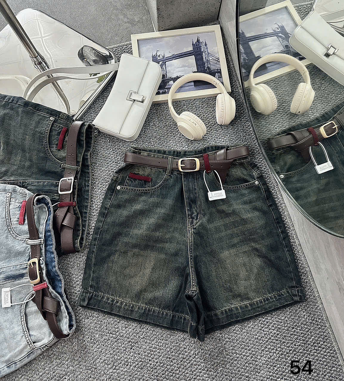 Quần short jean lửng phối đai màu kiểu bigsize QSJ54 dành cho nàng béo mập từ 55-90kg_thumbnail_8