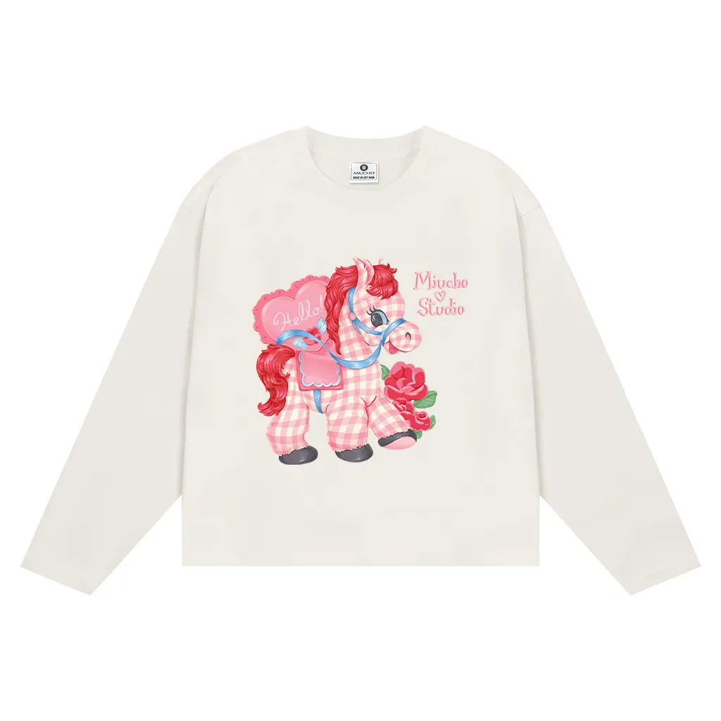 Áo thun nữ form boxy Miucho basic cotton thoáng mát thoải mái ngựa hồng in mix 2817_thumbnail_11