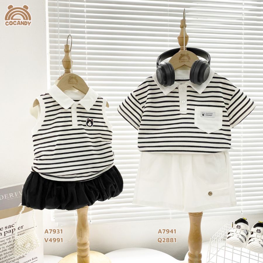 Áo cộc kẻ ĐEN sát nách cổ bẻ phối mèo đen_thumbnail_7