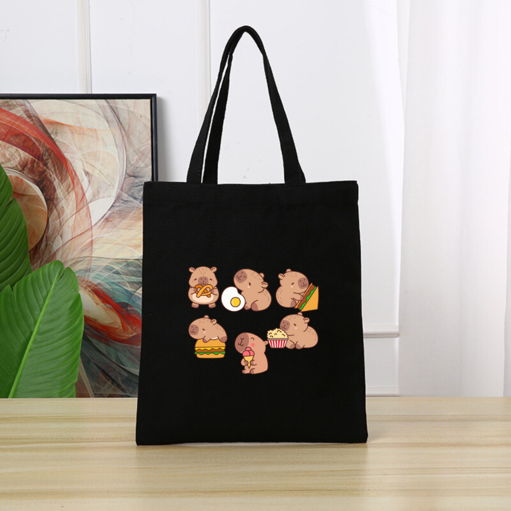 Túi tote vải canvas hình Gấu, Capybara có khoá kéo và ngăn phụ, đi học đi chơi - 𝐖𝐞 𝐓𝐞𝐞 TOTE02_thumbnail_18