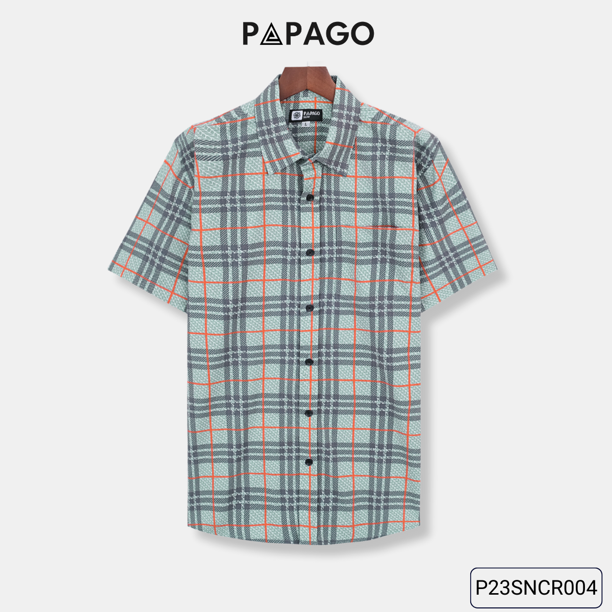 Áo sơ mi nam trung niên PAPAGO tay ngắn lai bầu vải lụa sọc caro - P23SNCR004_thumbnail_12