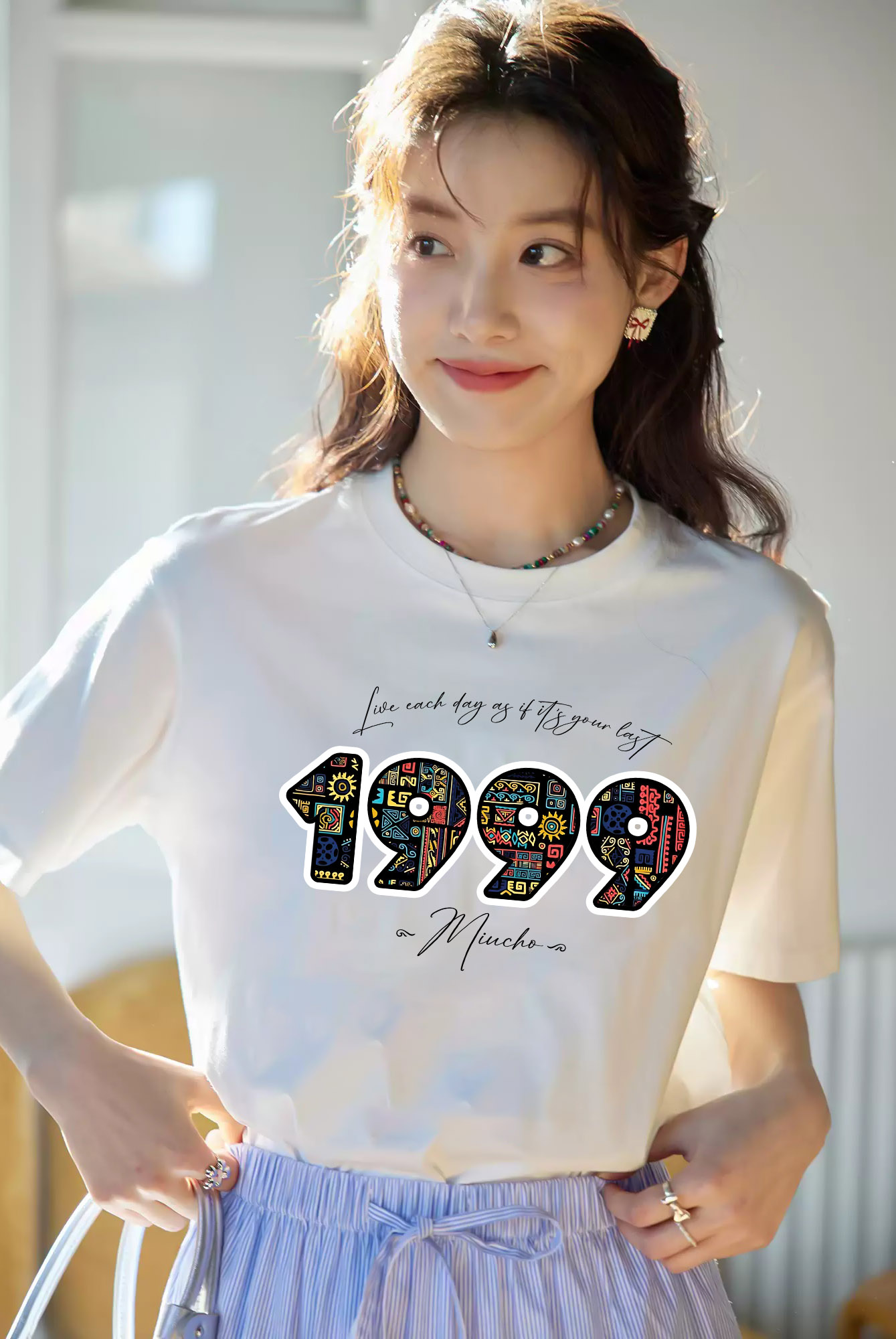 Áo thun nữ in năm sinh 1999 form vừa regular vải cotton 4c thoáng mát ARD1786 Miucho Chic in mix_thumbnail_3
