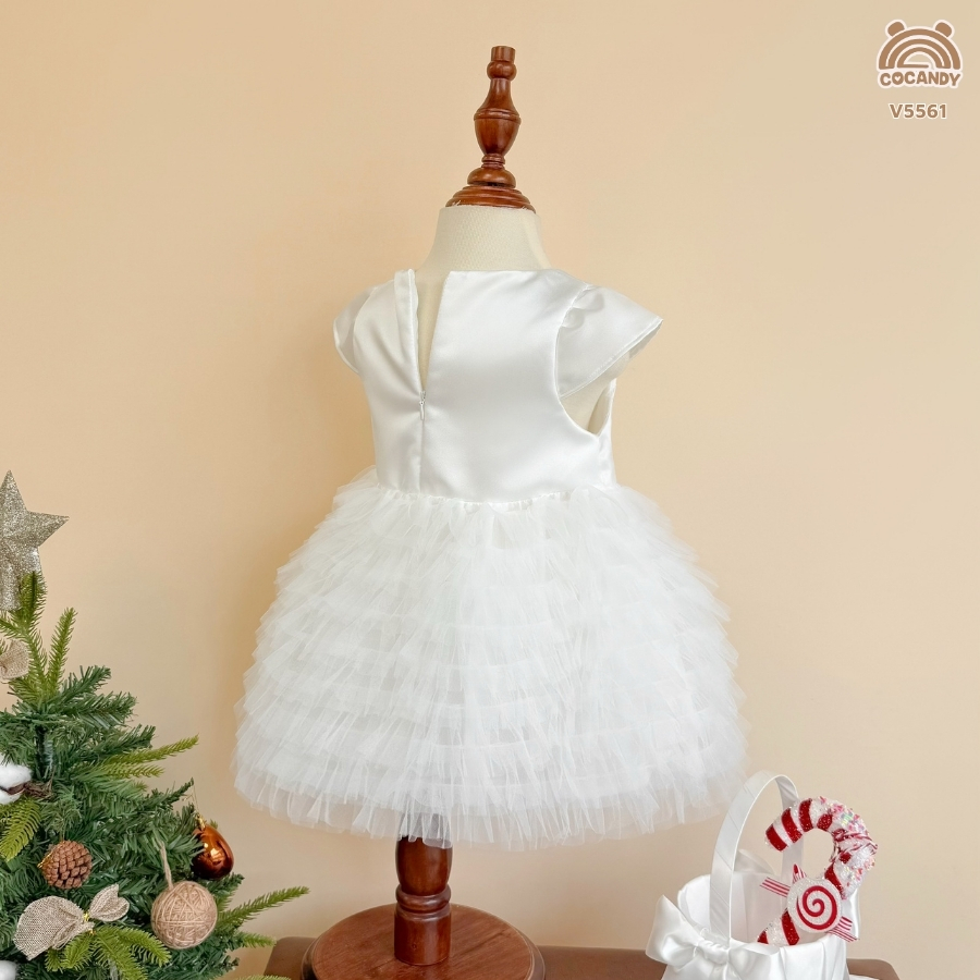 Váy cộc TRẮNG công chúa nơ cổ 