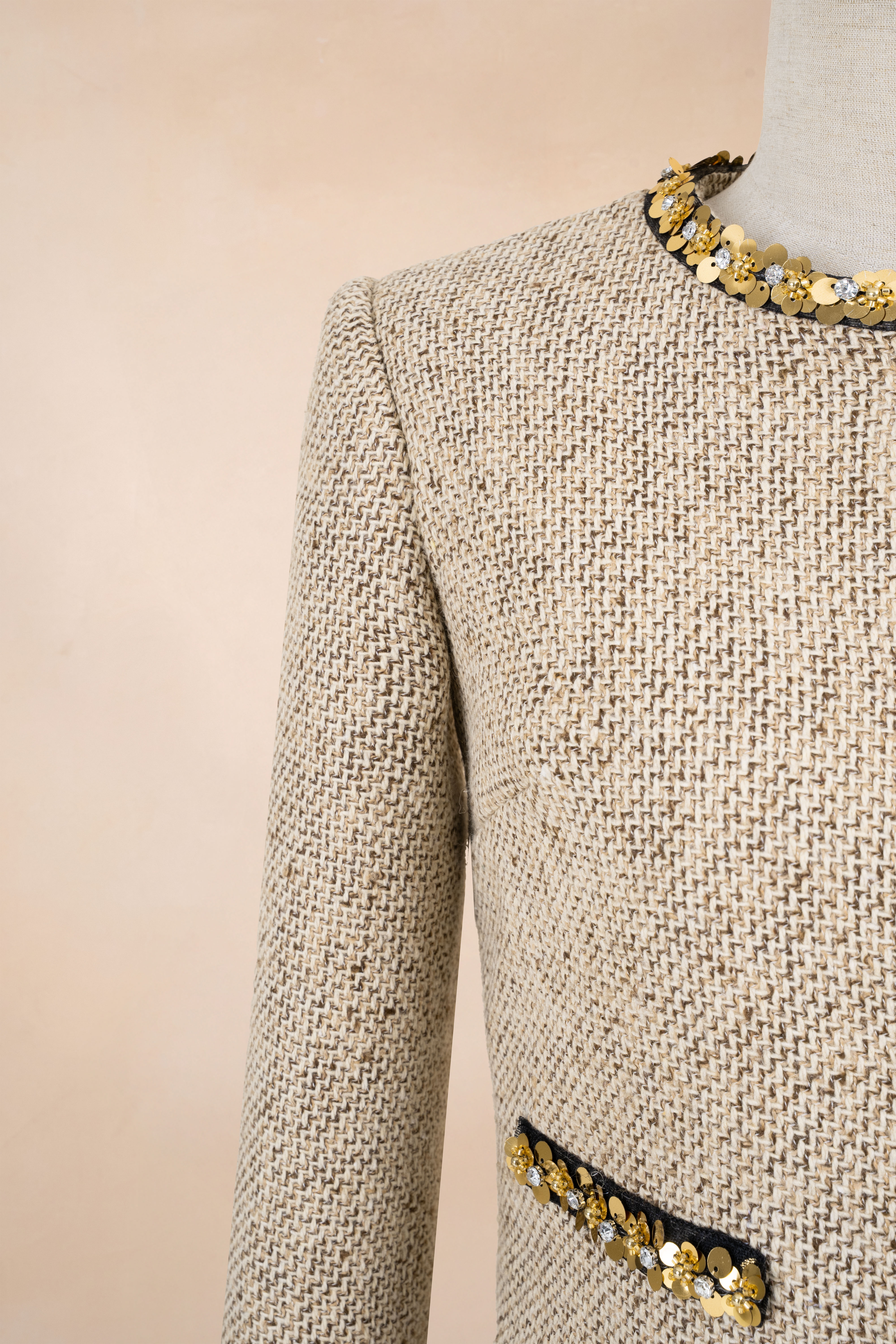 Set Dạ Chữ A Viền Cườm