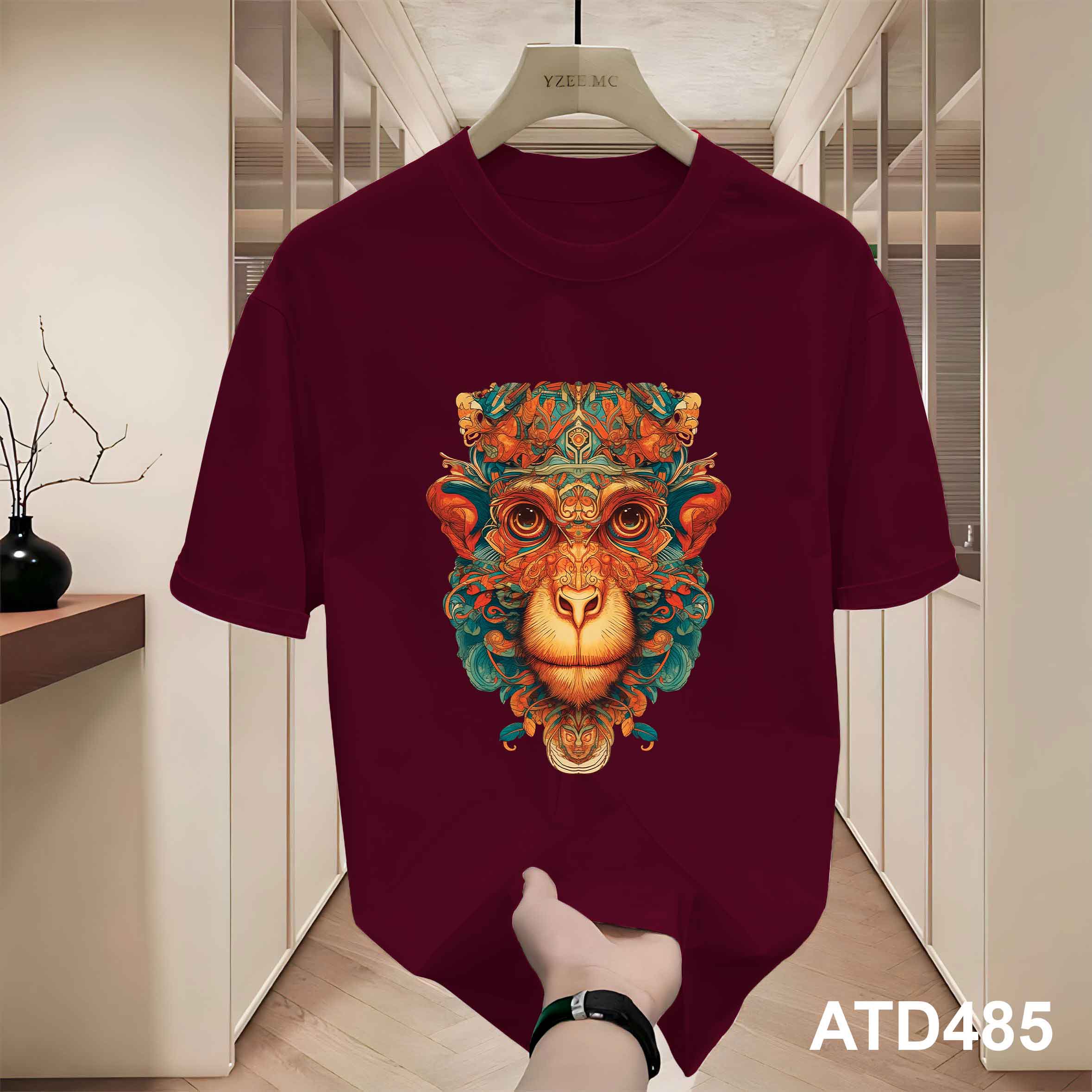 Áo thun nam form rộng ATD485 12 con giáp tuổi thân ( tuổi khỉ) Miucho Iconic cotton cổ tròn in graphic_thumbnail_2
